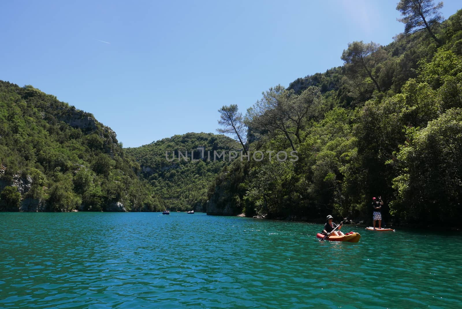 boat ride on esparron lake, France. Beautiful region of the Gorges du Verdon