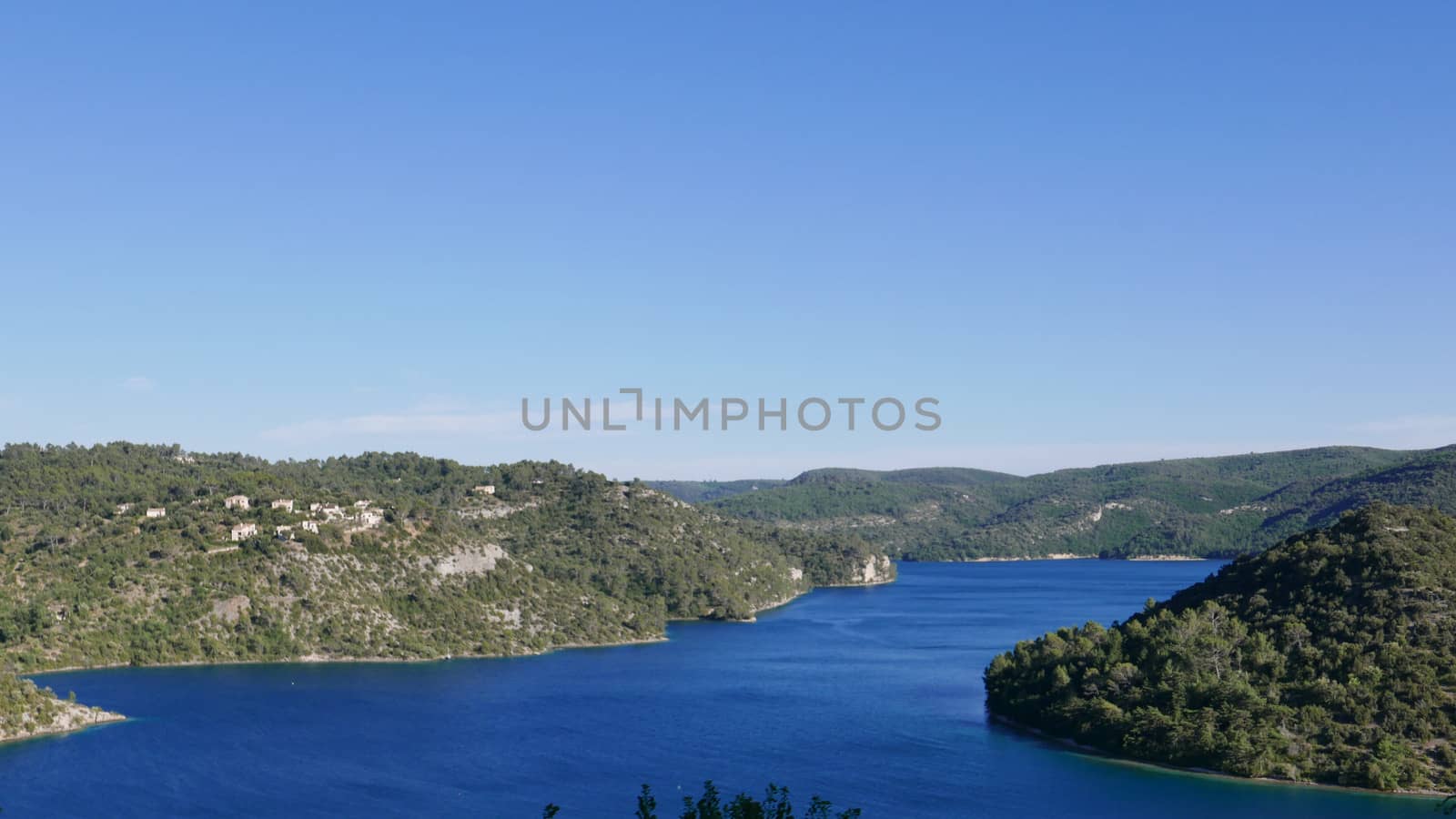 boat ride on esparron lake, France. Beautiful region of the Gorges du Verdon