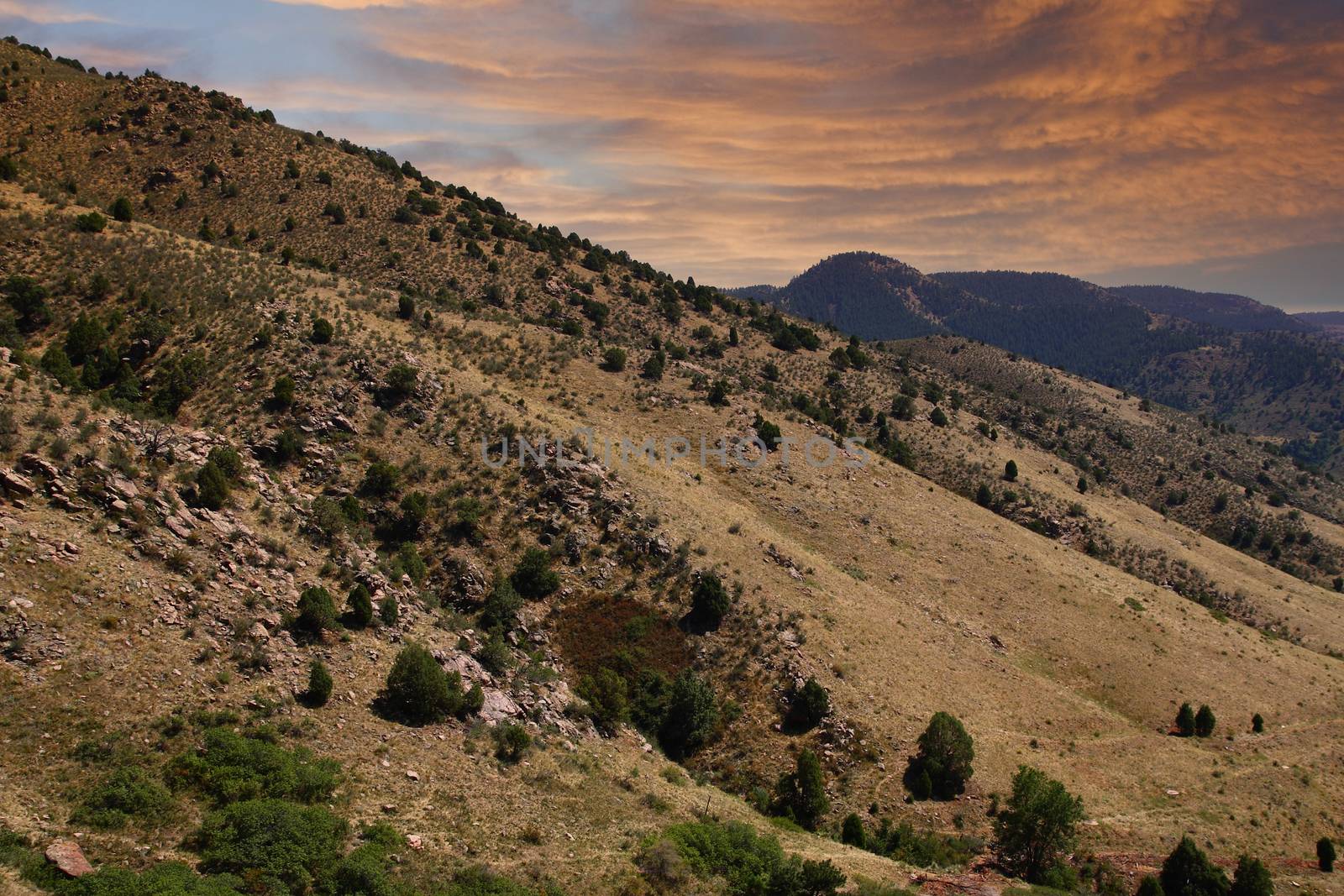 Hills in Desert at Dusk by dbvirago