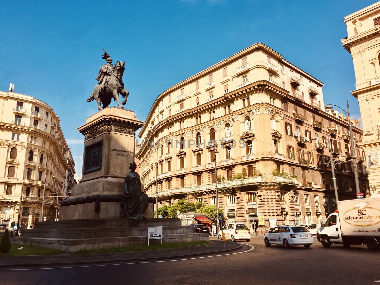 NAPLES, ITALY - August 22, 2019: Piazza Giovanni Bovio, public square in Naples, Italy. 