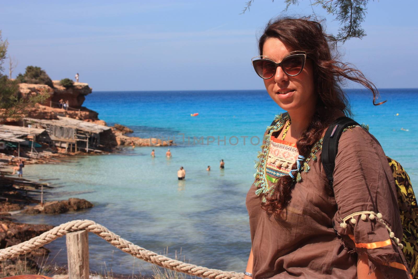 Cala Saona that is one of the most beautiful beaches of Ibiza with its crystal clear water in spain