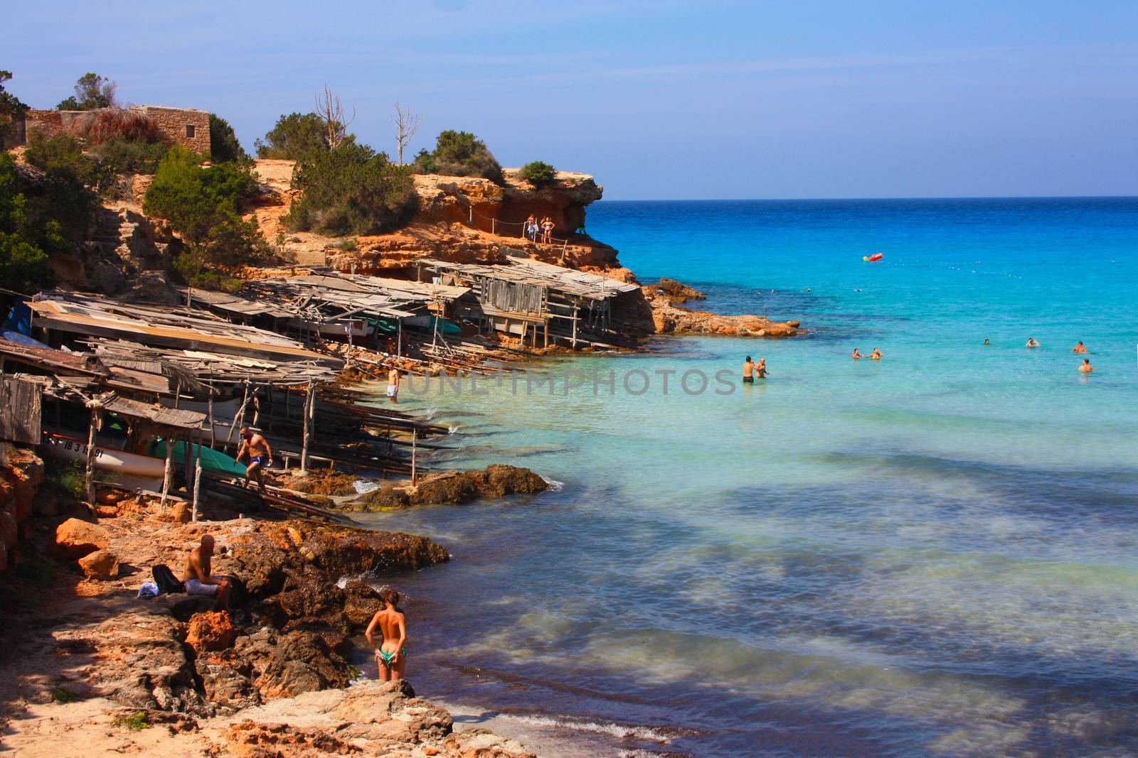 Cala Saona that is one of the most beautiful beaches of Ibiza with its crystal clear water in spain