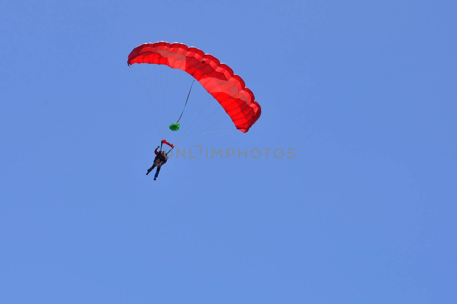 paragliding flight, France. pleasure of flying in a blue sky