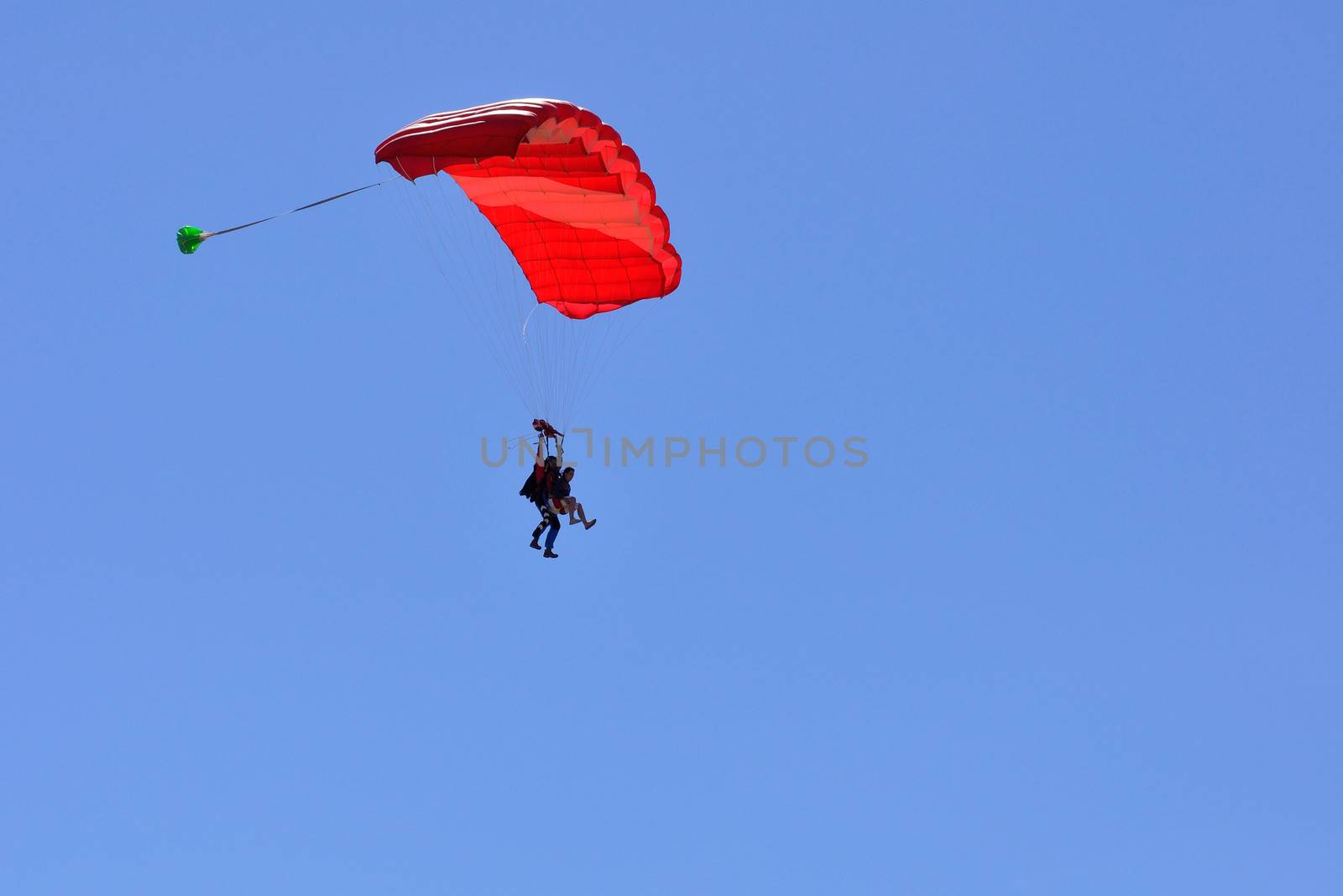 paragliding flight, France. pleasure of flying in a blue sky