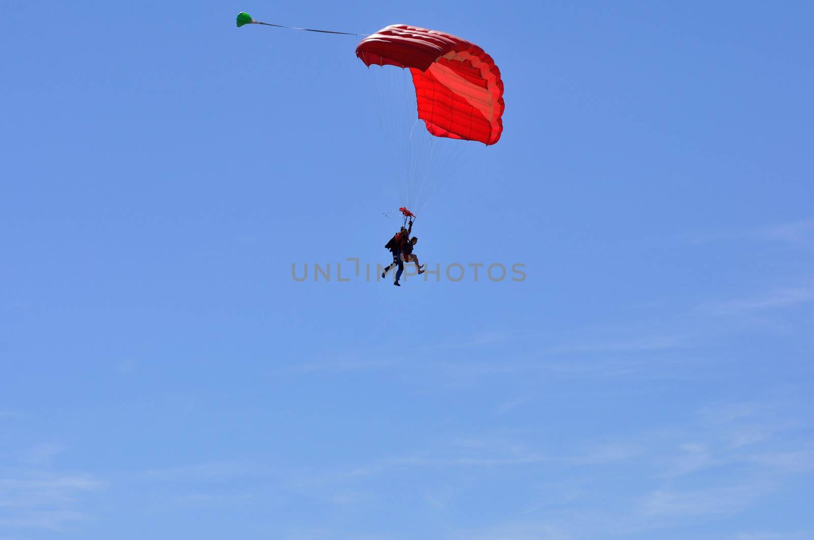 paragliding flight, France. pleasure of flying in a blue sky