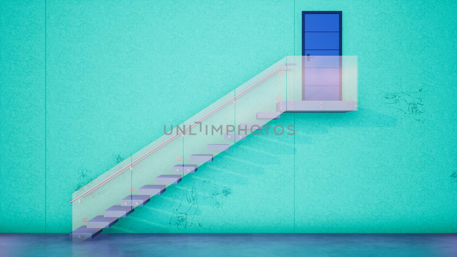 modern green color building with outdoor stairs, 3d rendering abstract background