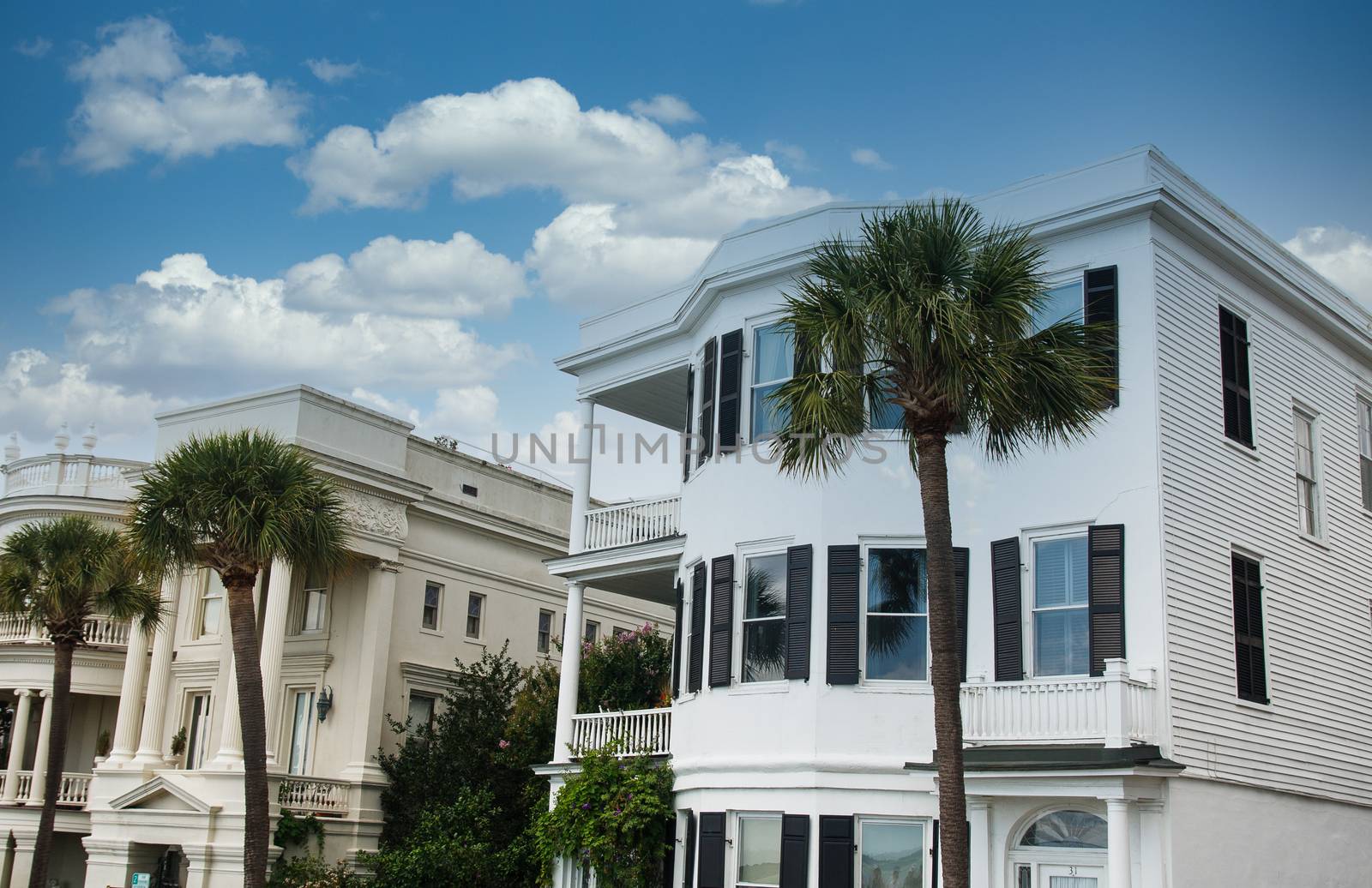 A white traditional southern home in Charleston, South Carolina