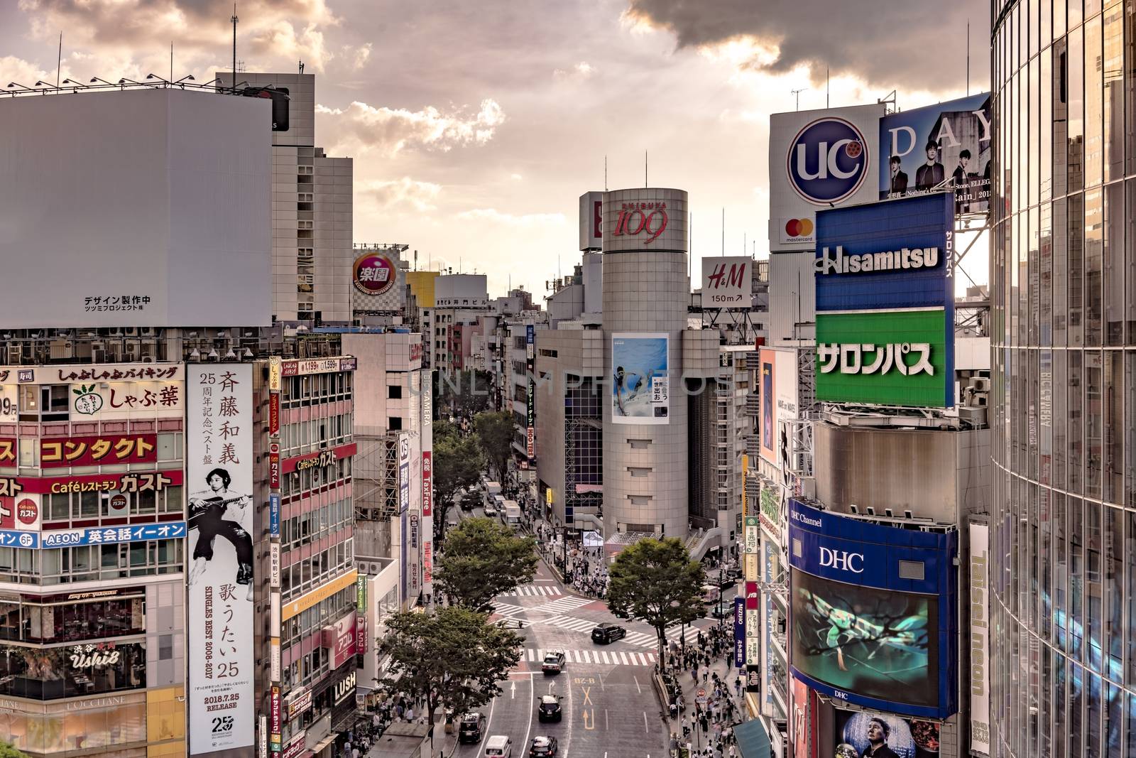 Aerial view of the Shibuya Crossing Intersection by kuremo