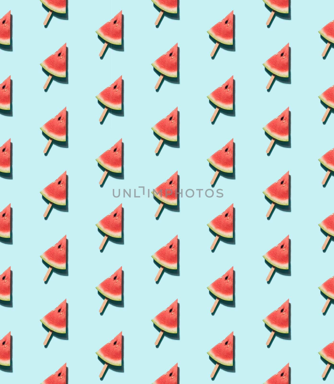 watermelon popsicle on blue seamles pattern by fascinadora