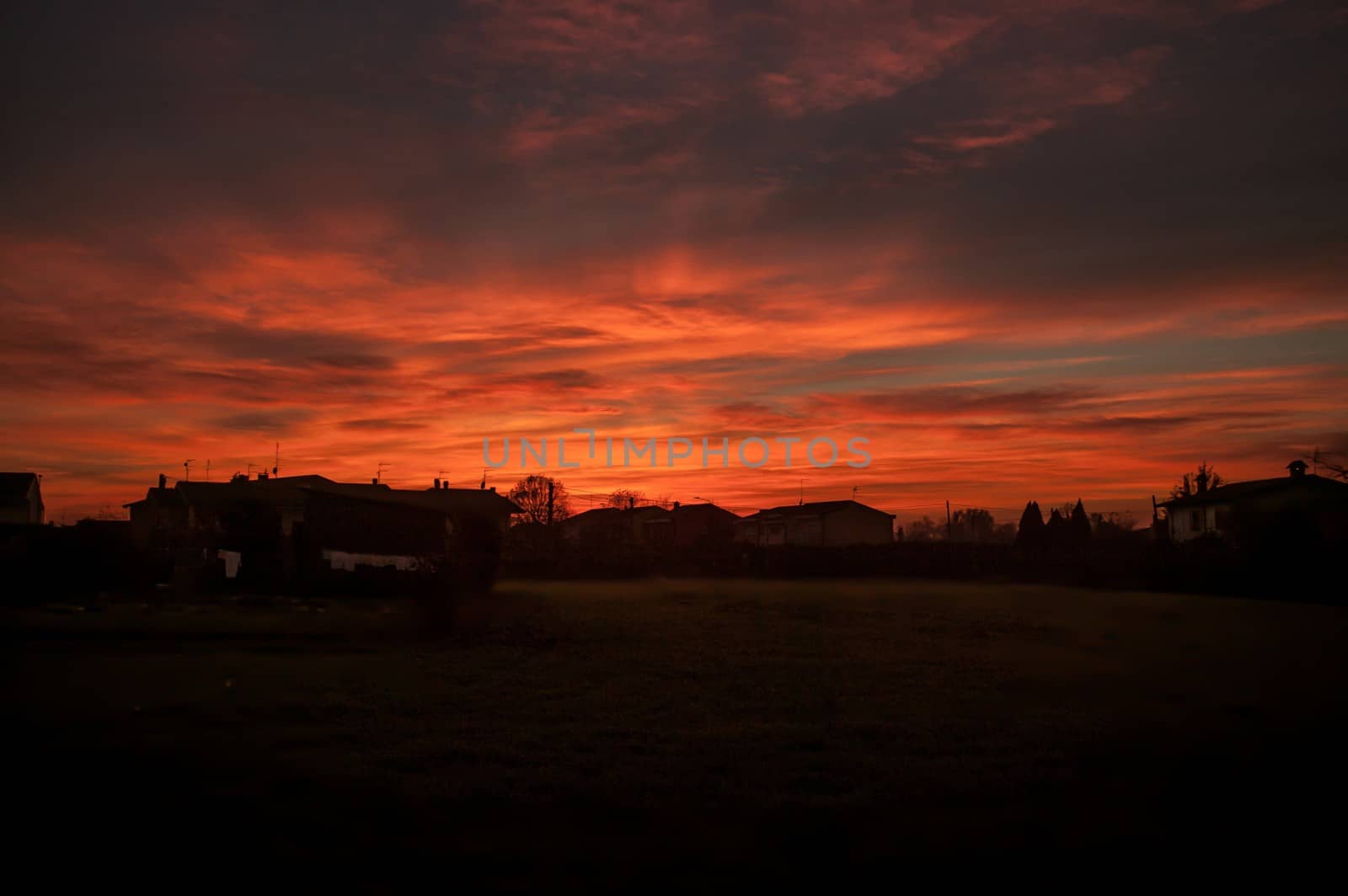 Red sunset in the countryside 2 by pippocarlot