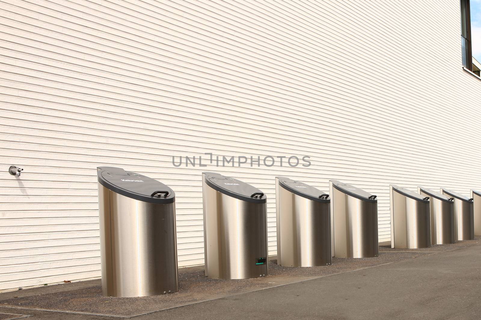 garbage system for a clean environment with white wall in background
