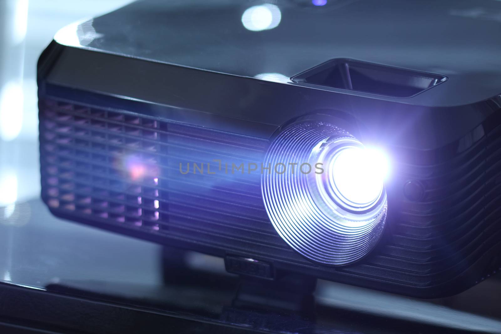 beamed light shining with a bright beam. With white and purple color