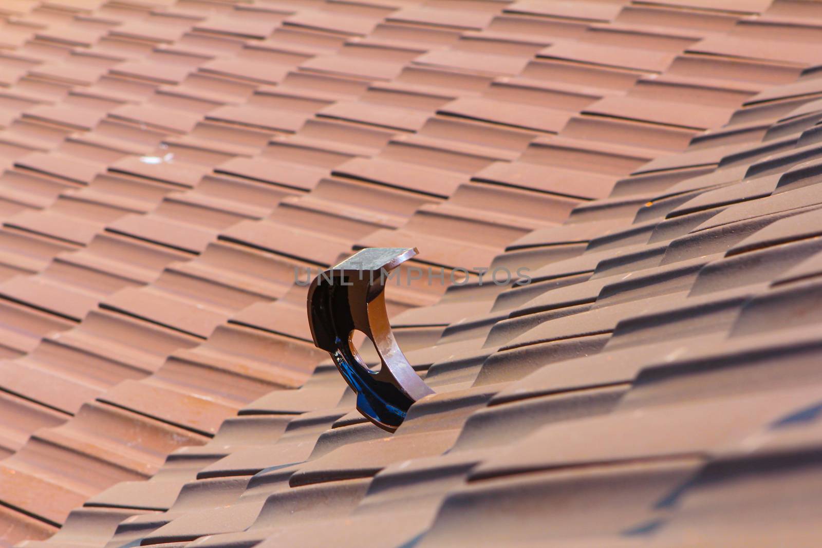 roofing work on a house on Lucerne Switzerland, Close up of roofing tiles