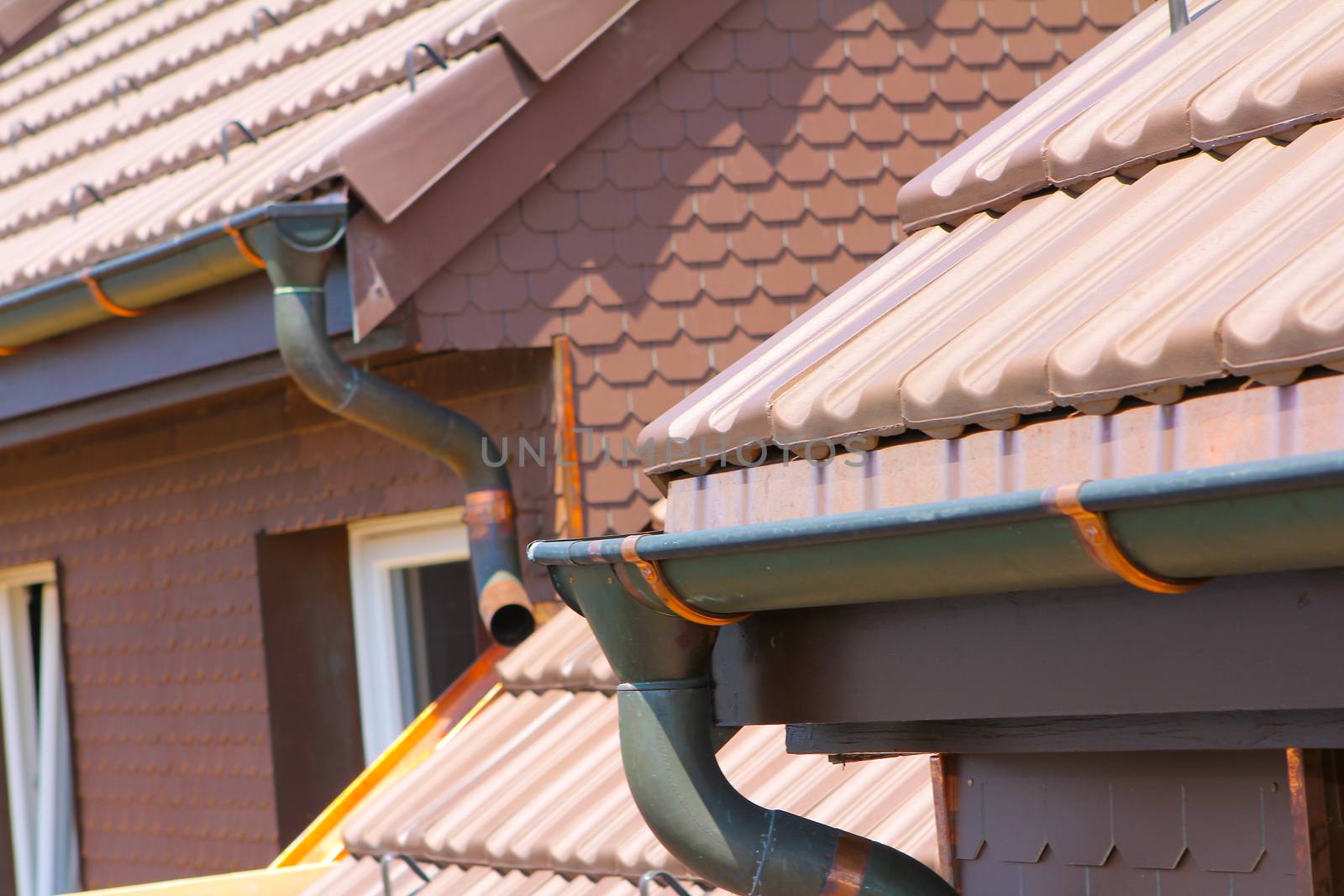 roofing work on a house on Lucerne Switzerland, close up