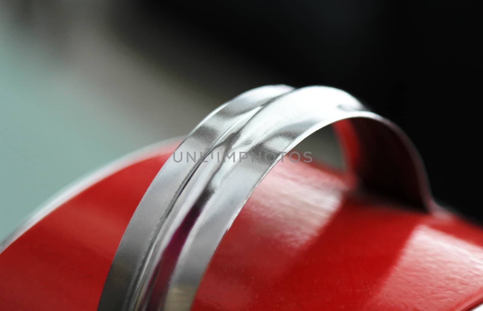 metal handle on red van, Close up