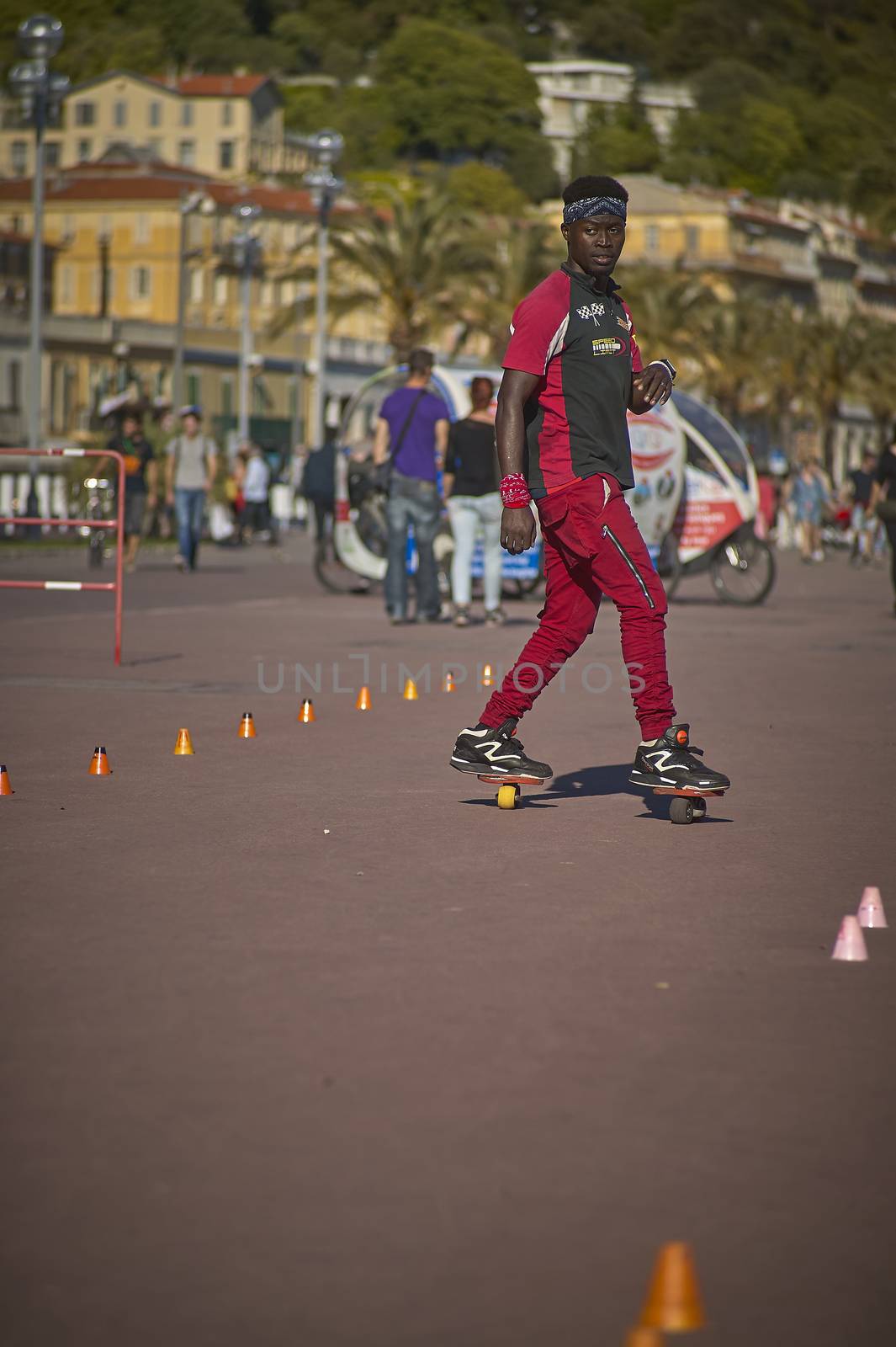 NICE, FRANCE 26 FEBRUARY 2020: Skater on the street