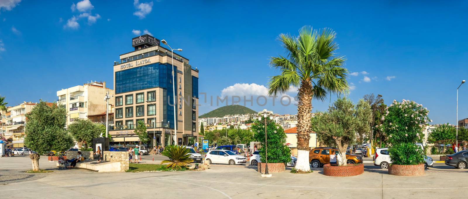 Kusadasi, Turkey – 07.18.2019.  Resort town of Kusadasi in Aydin on a sunny summer day