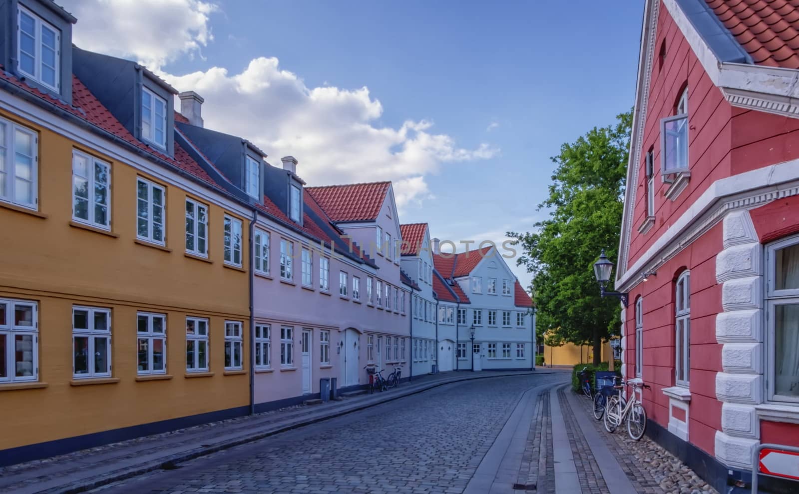 Street in medieval city of Ribe, Denmark by Elenaphotos21