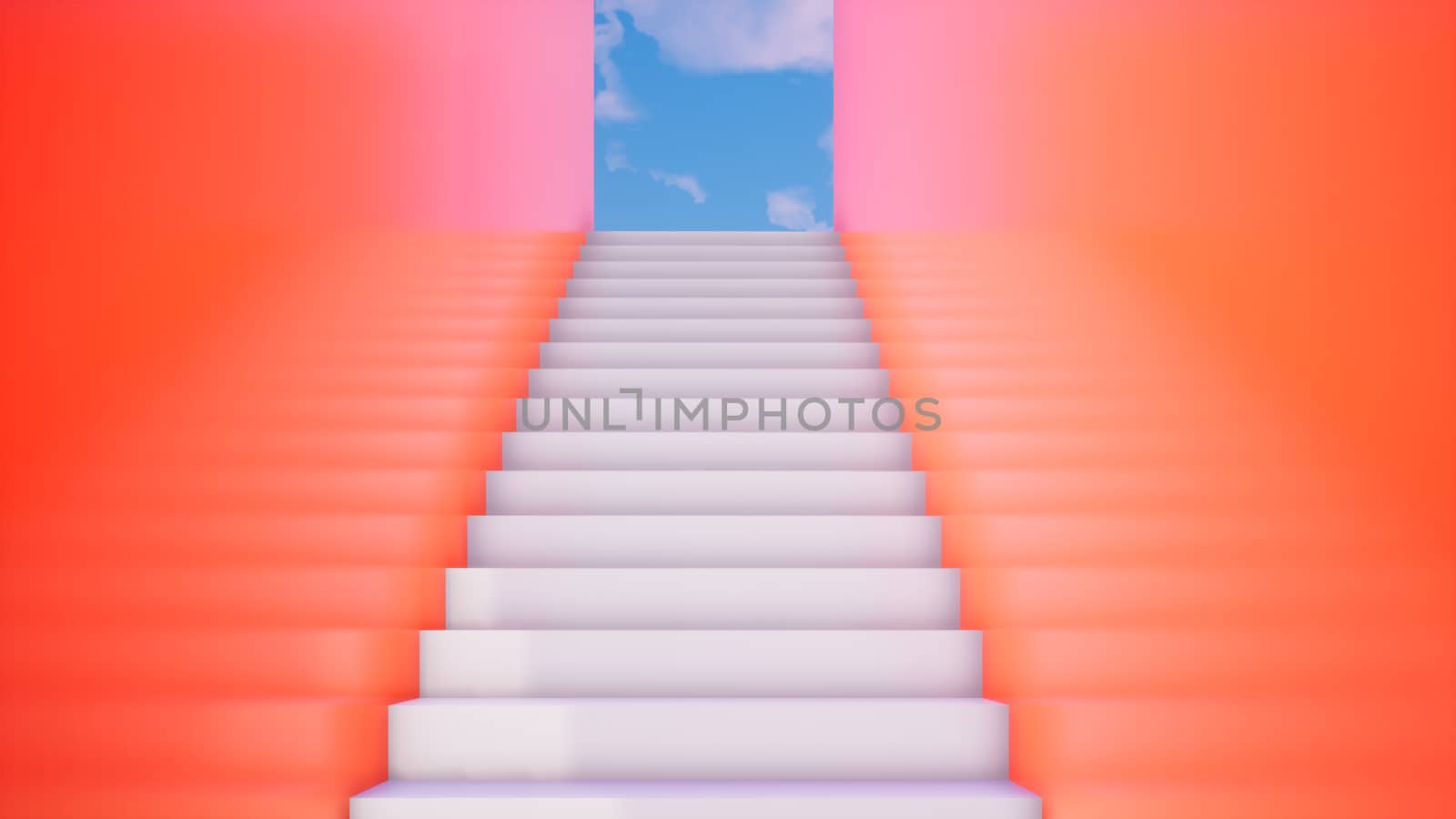 modern orange building with stairs, 3d rendering