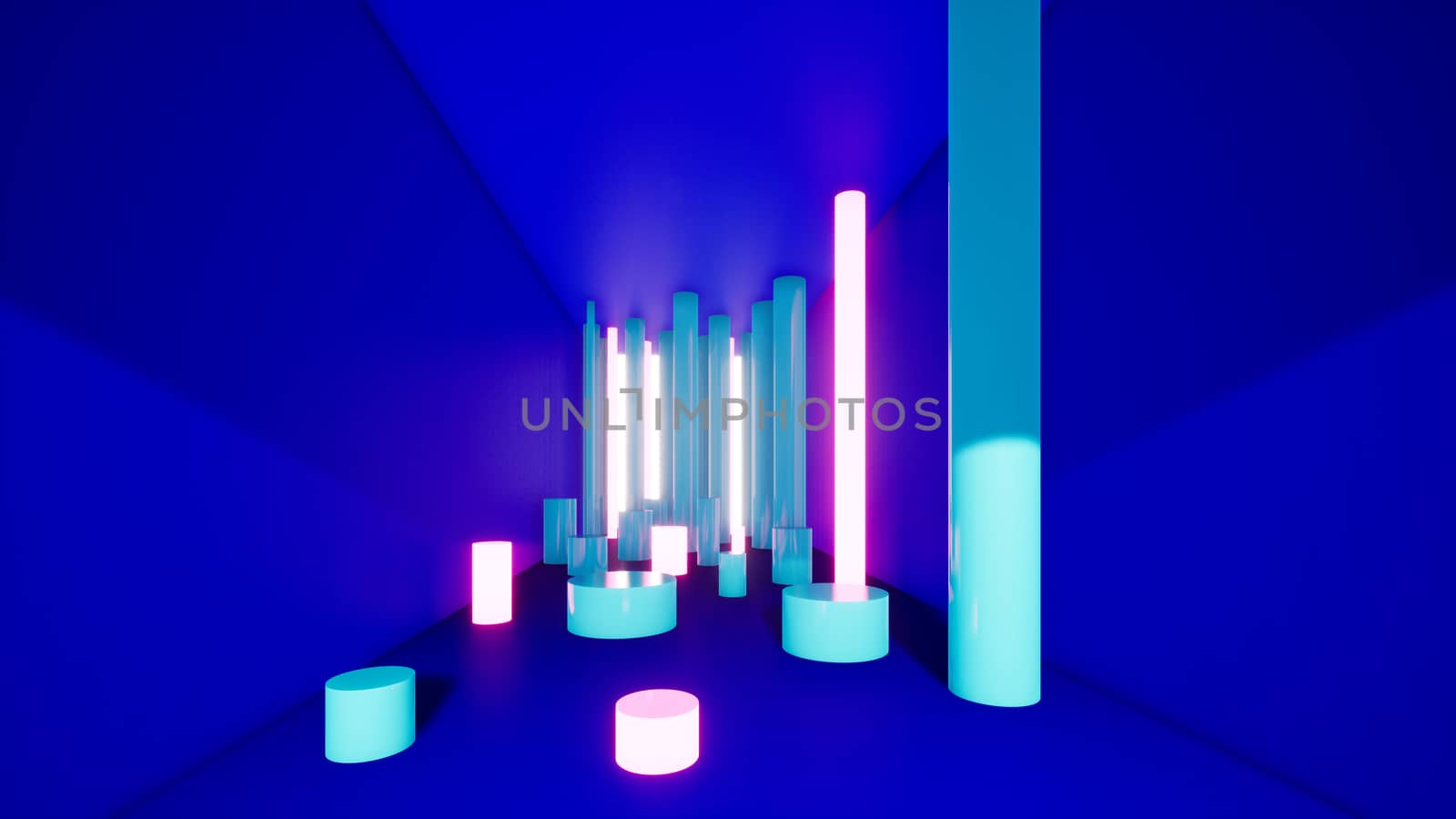 abstract purple background design with colorful neon pipes, 3d render by CREATIVEWONDER