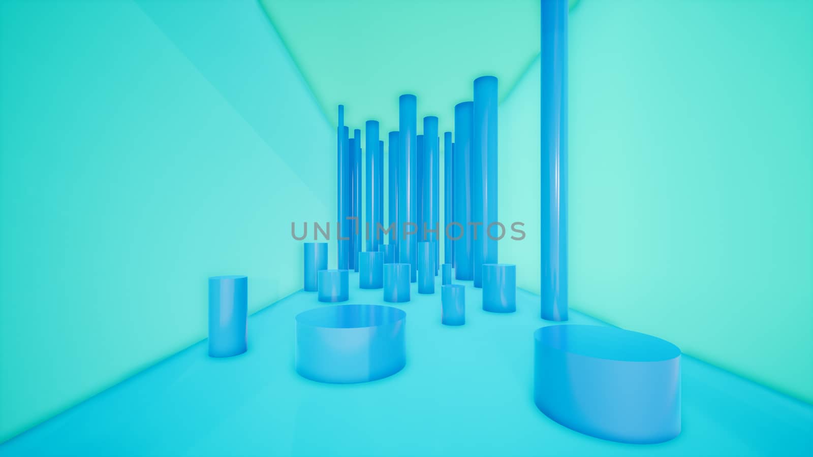 abstract neon blue background design with pipes, 3d render by CREATIVEWONDER