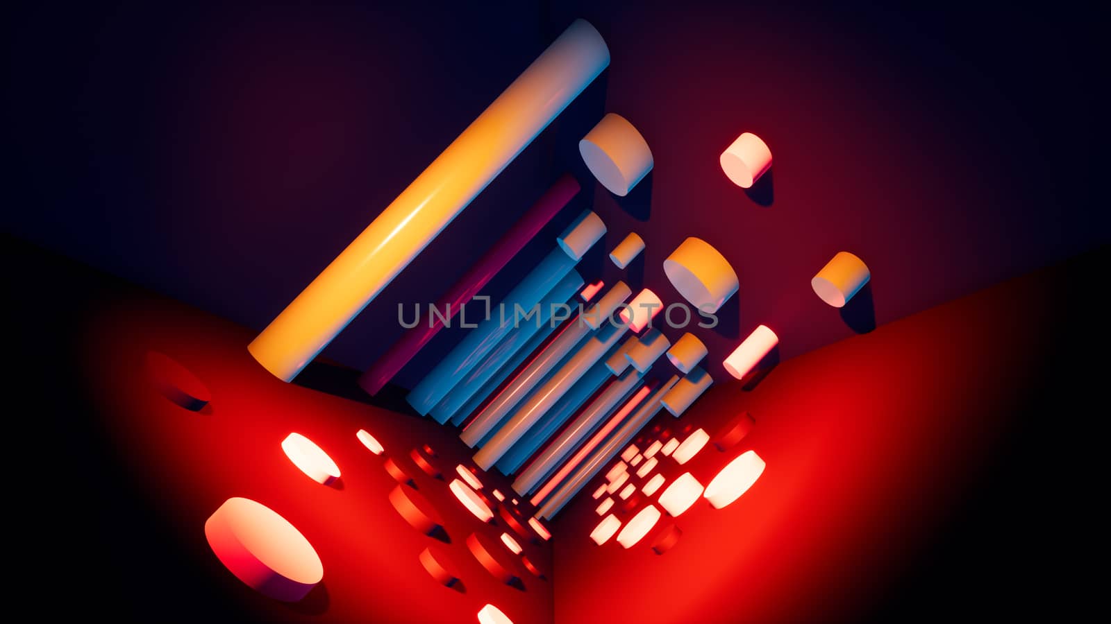 abstract red background design with pipes, 3d rendering