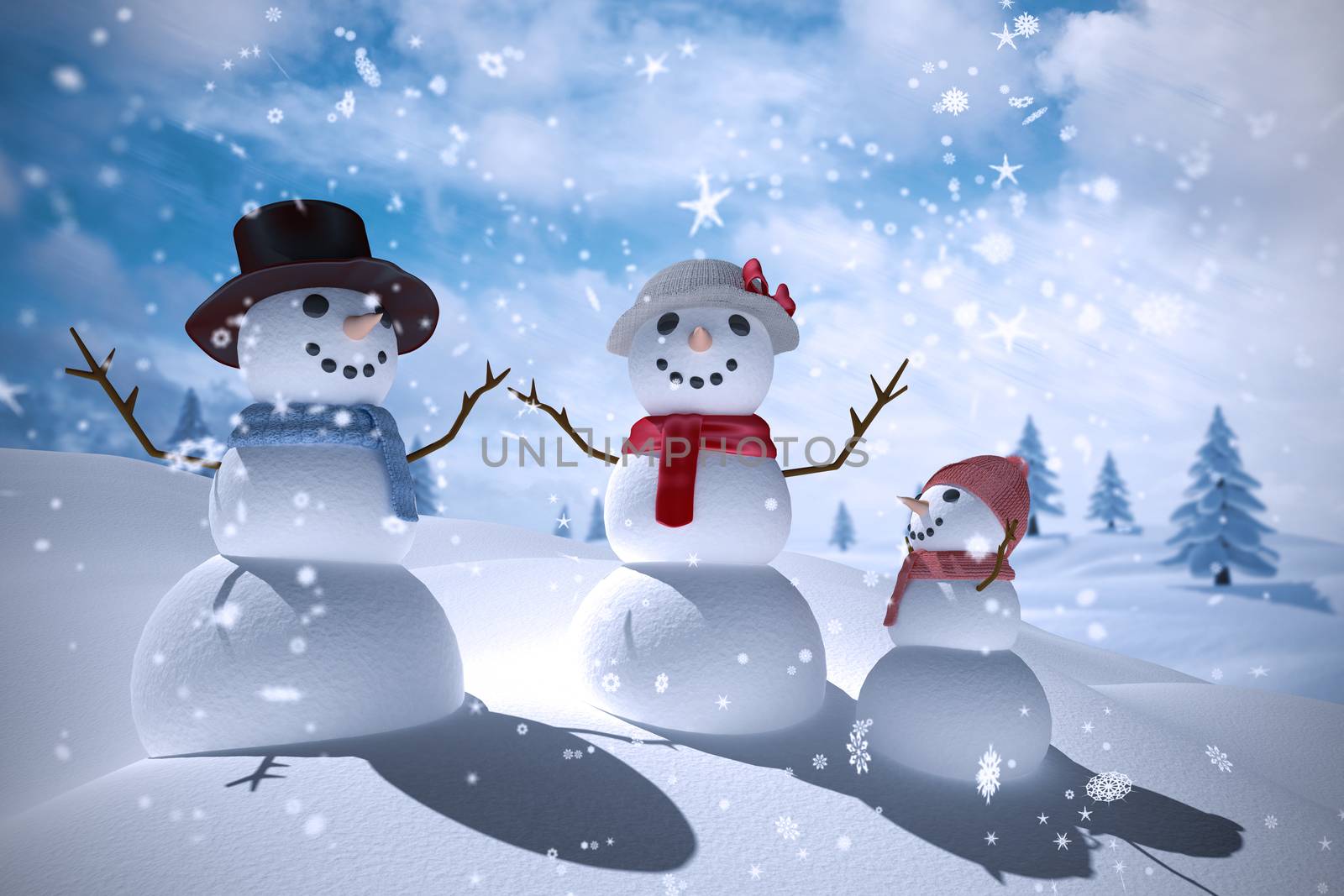 Composite image of snowman family by Wavebreakmedia