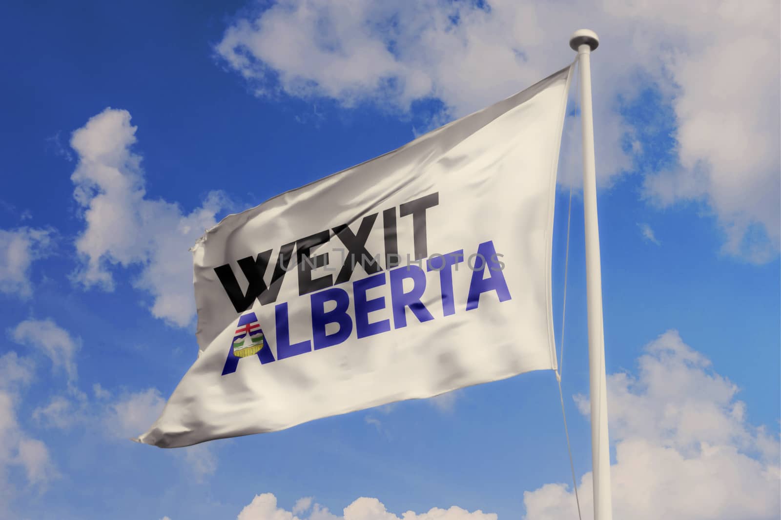 Wexit Alberta flag waving on the sky by oasisamuel