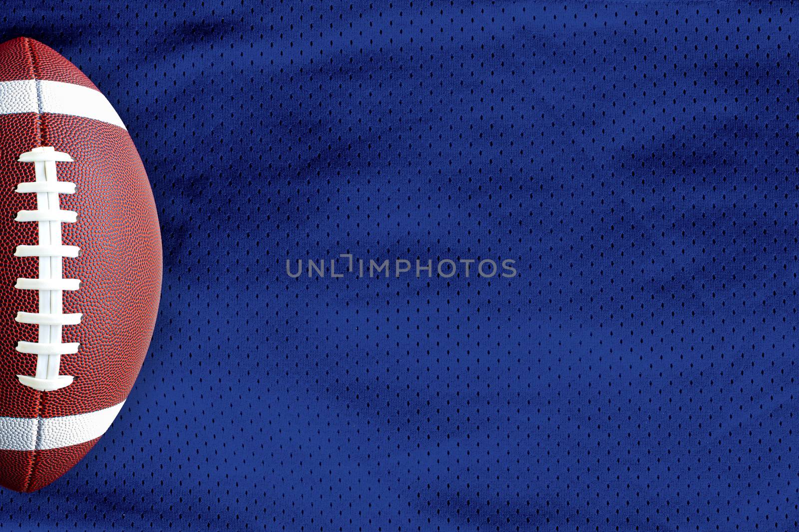 Dark Blue American Football Jersey textured with a football on a horizontal view