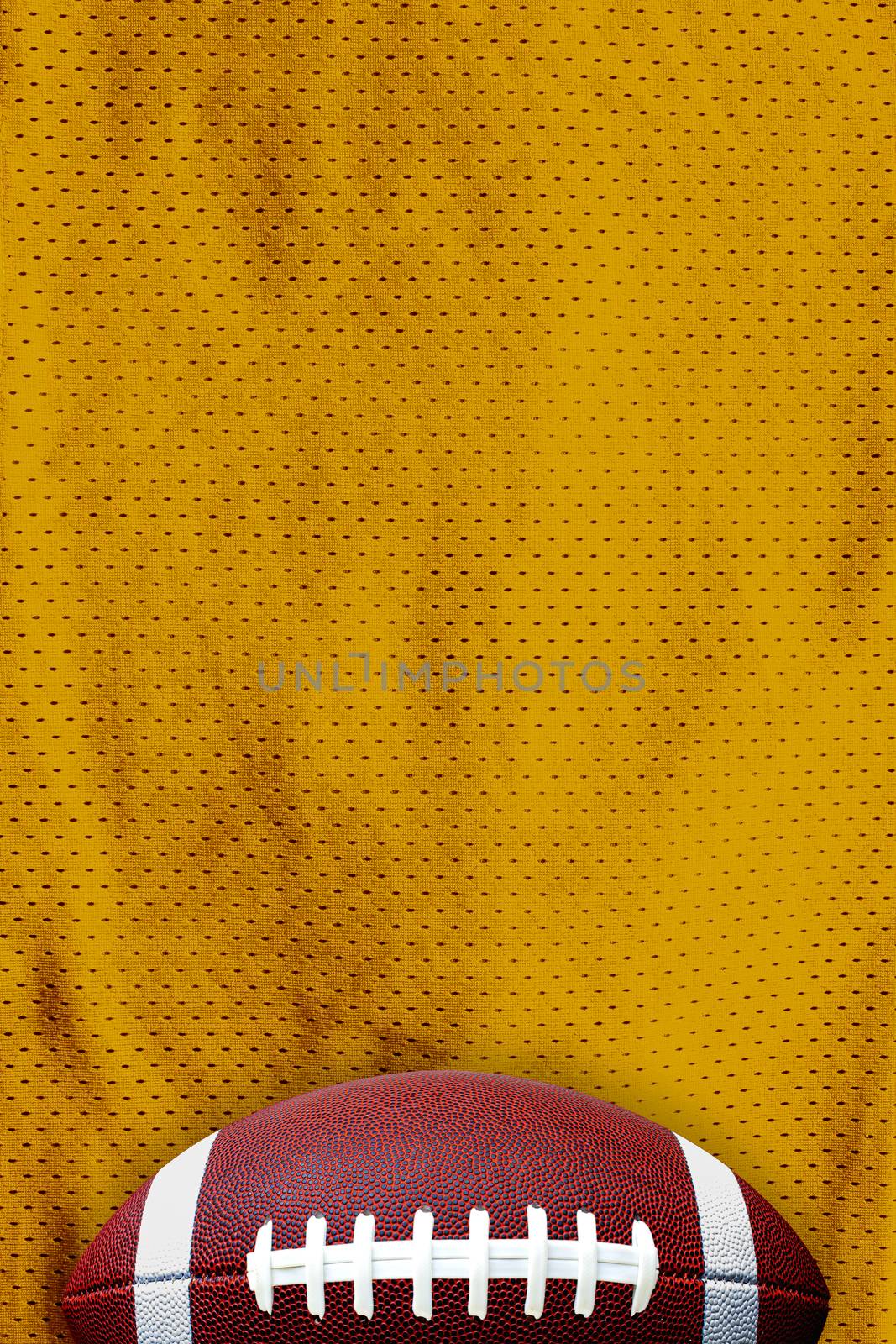 Yellow American Football Jersey textured with a football on a horizontal view