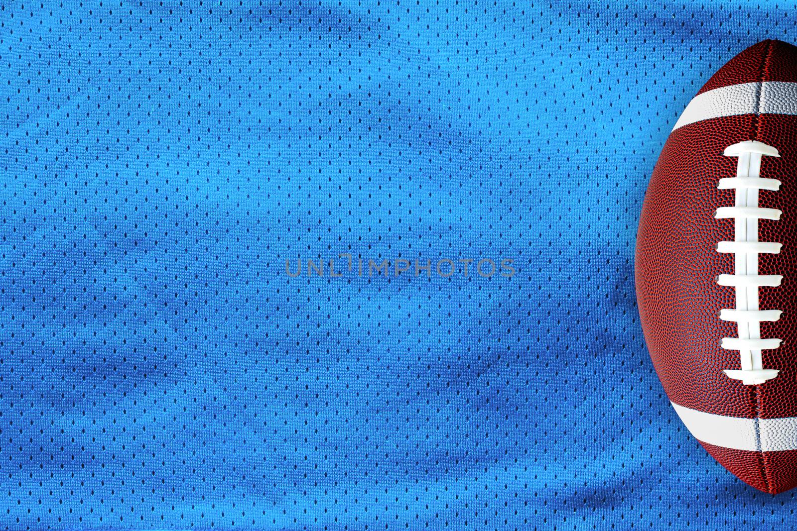 Sky Blue American Football Jersey textured with a football on a horizontal view by oasisamuel