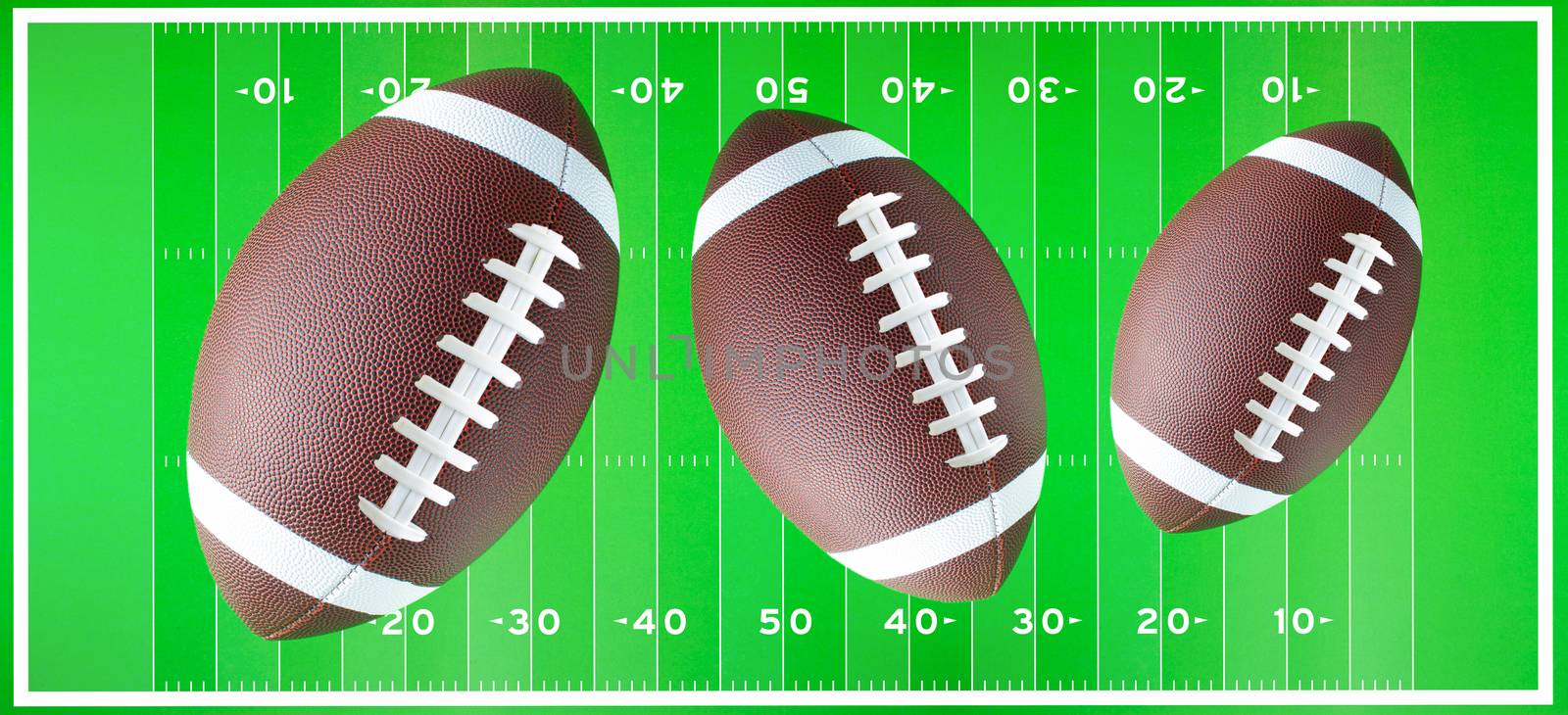 Footballs on an American Football field background