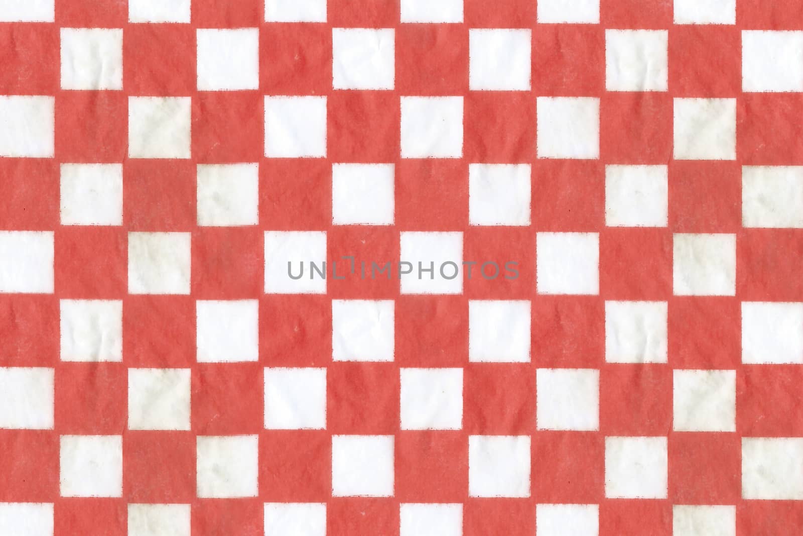 Close up of a Red and White Checkered Square Sheet, Wax Paper Food Basket Liner. by oasisamuel