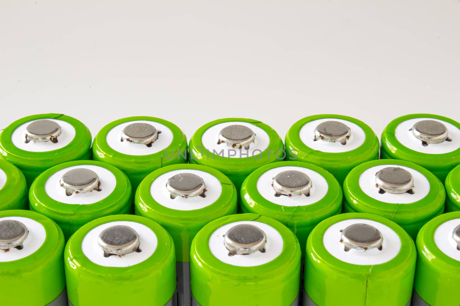 A group of High-Capacity Rechargeable Batteries on a white background
