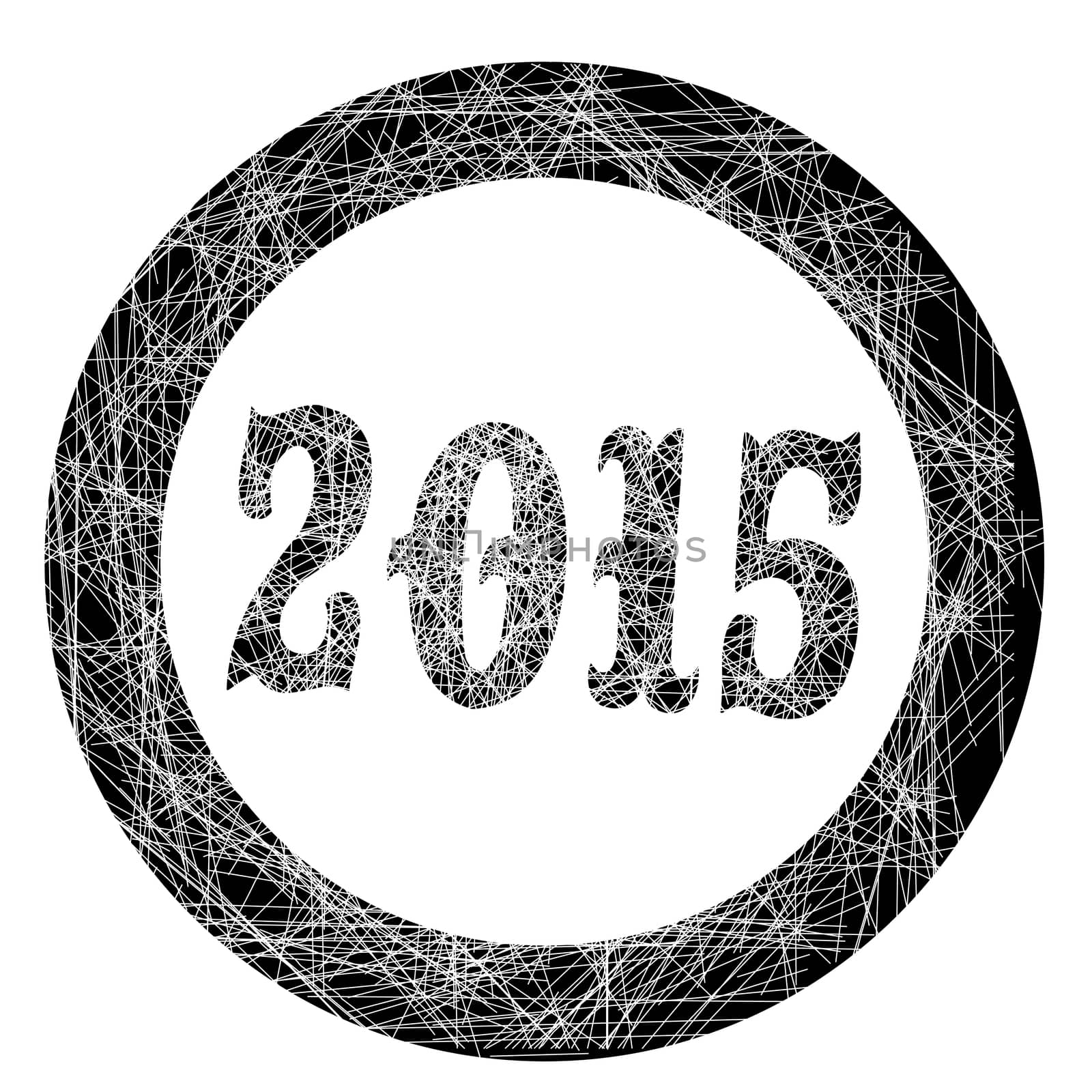 A rubber stamp with the text 2015 over a white background with grunge effect