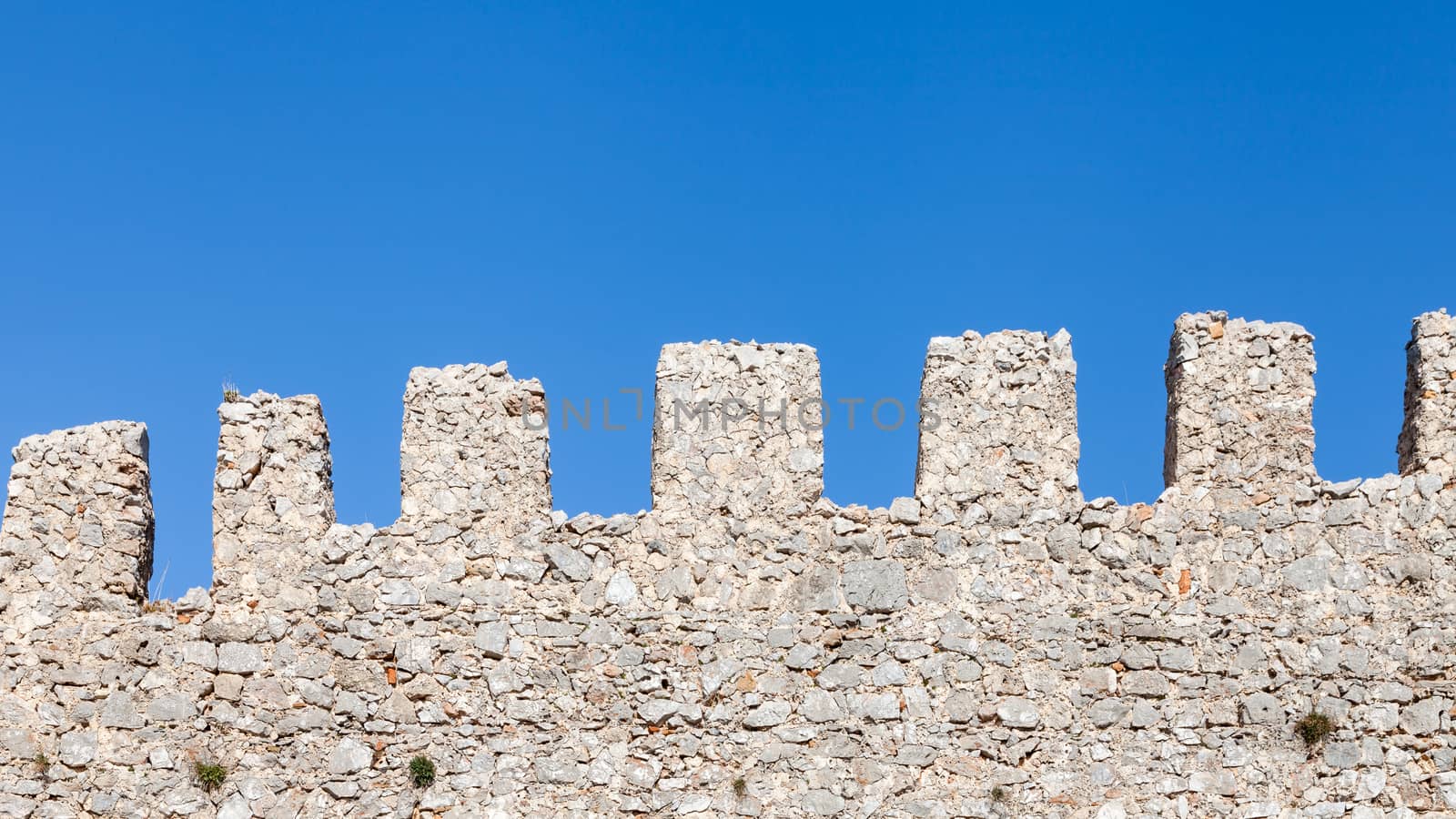 The ramparts of Alanya Castle in southern Turkey.  The medieval castle dates back to the 13th century.