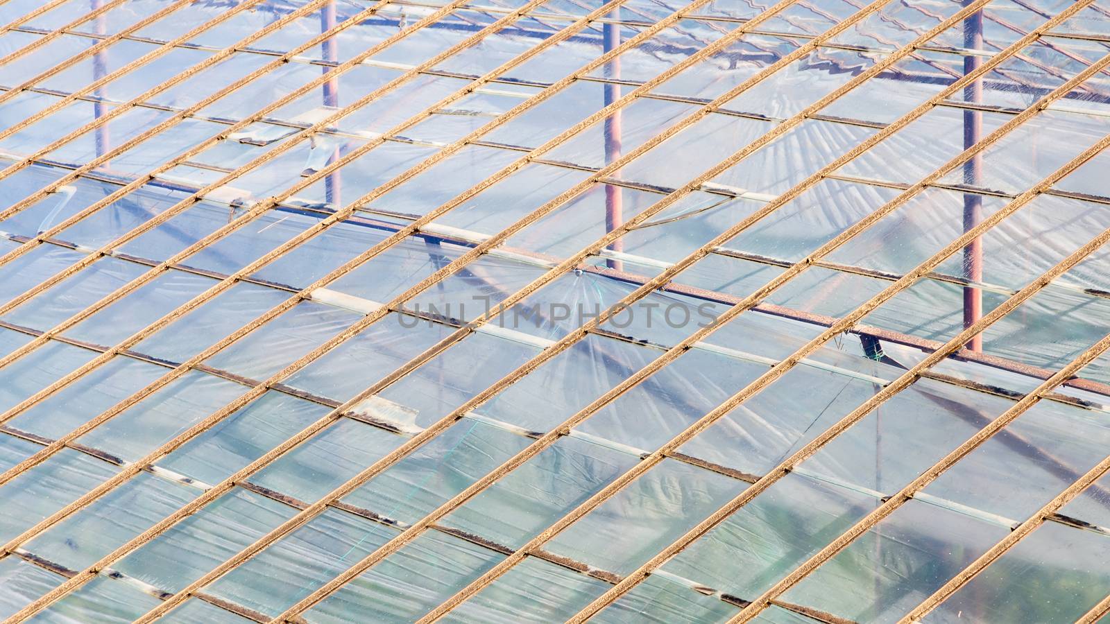 A close up of an industrial greenhouse on a farm in Turkler in the province of Alanya, southern Turkey.