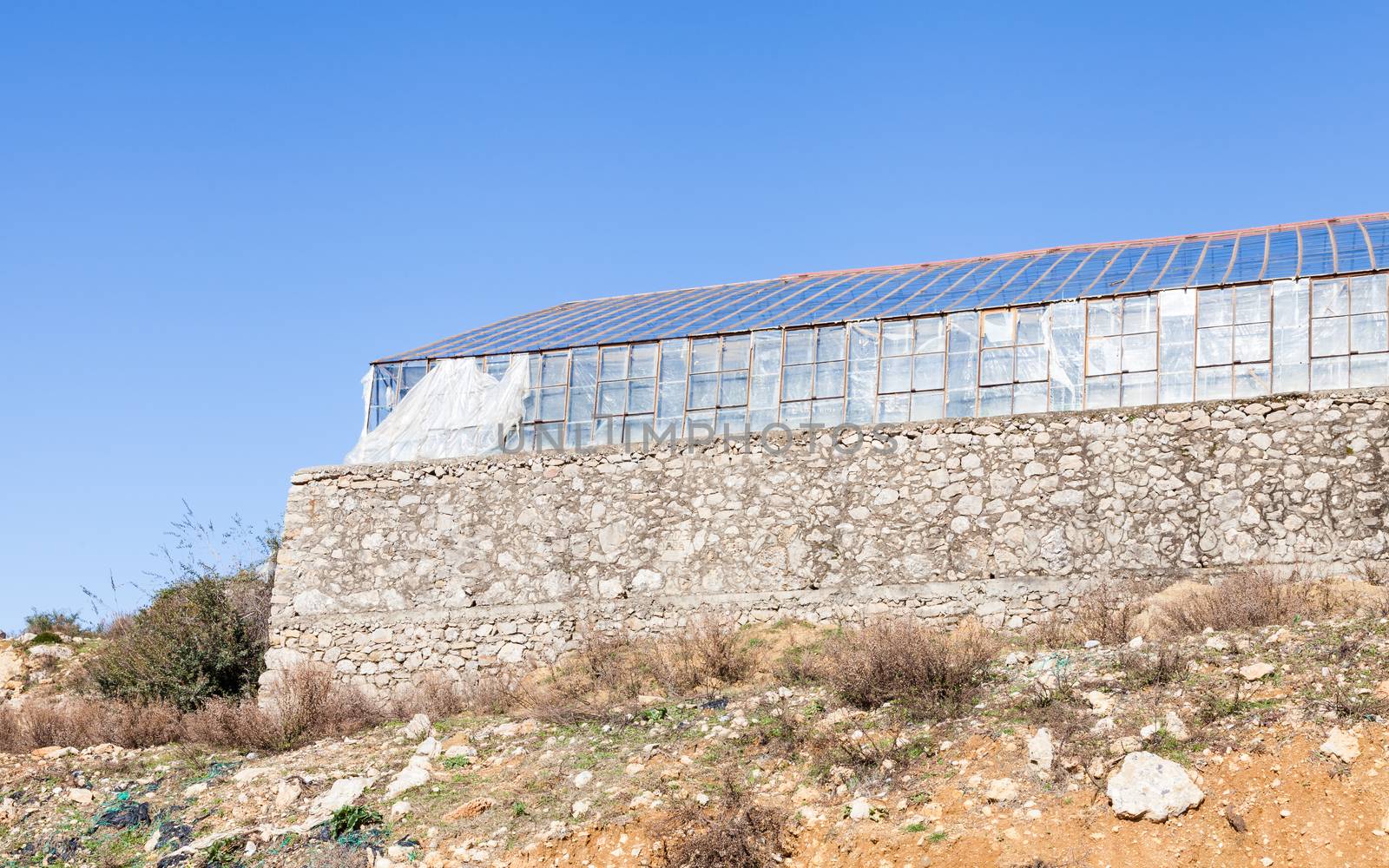 An industrial greenhouse on a farm in Turkler in the province of Alanya, southern Turkey.