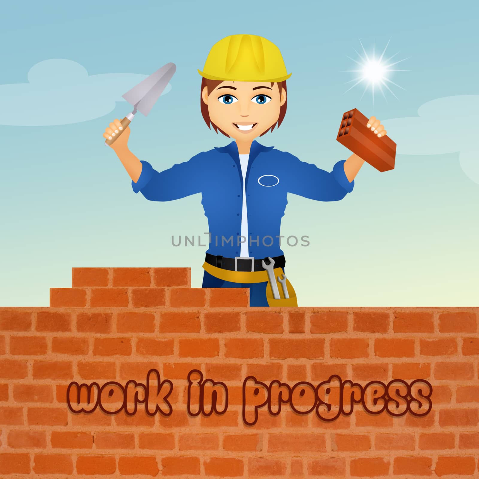 illustration of worker in progress