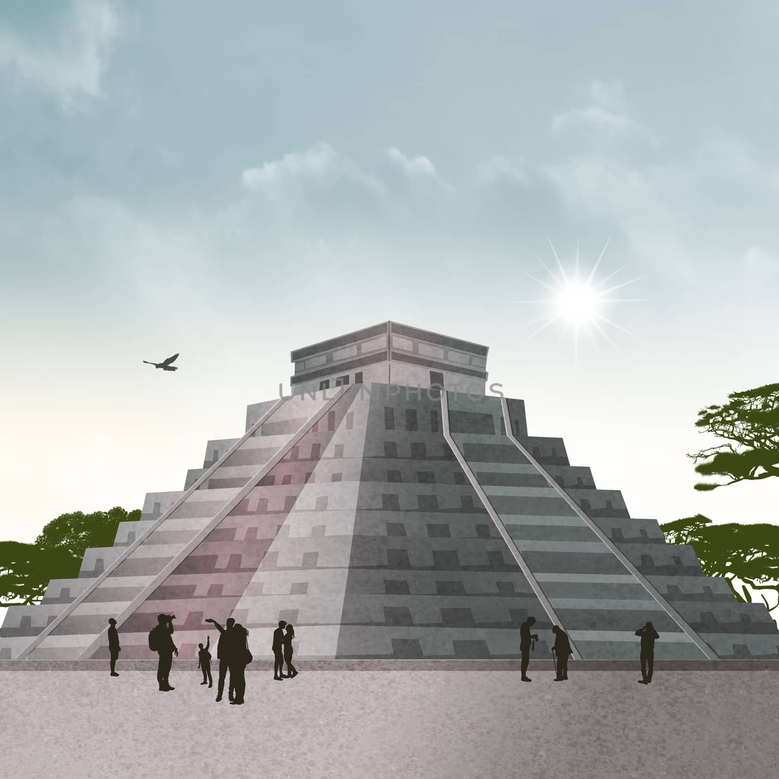 illustration of the Mayan pyramid