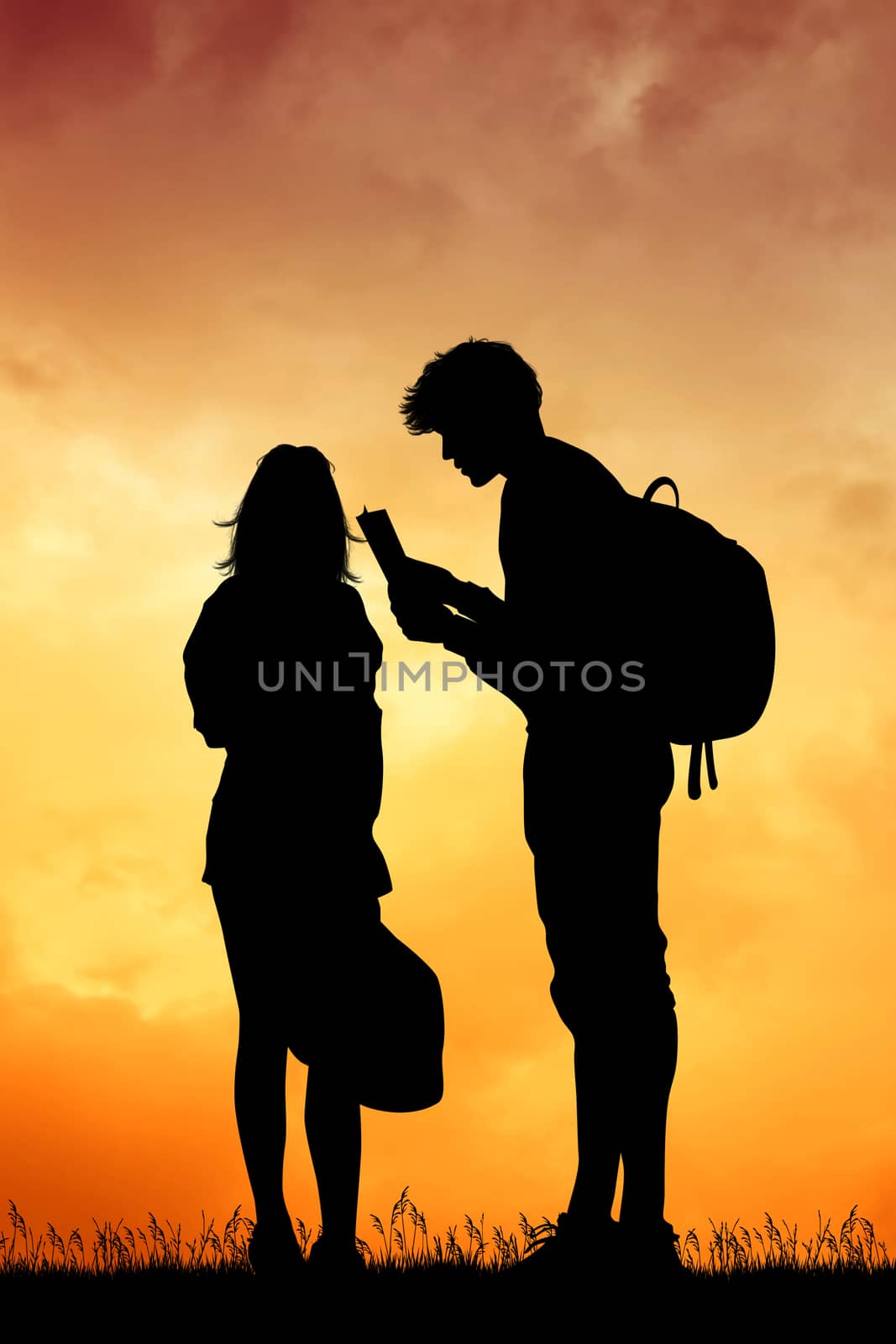 couple tourists at sunset by adrenalina