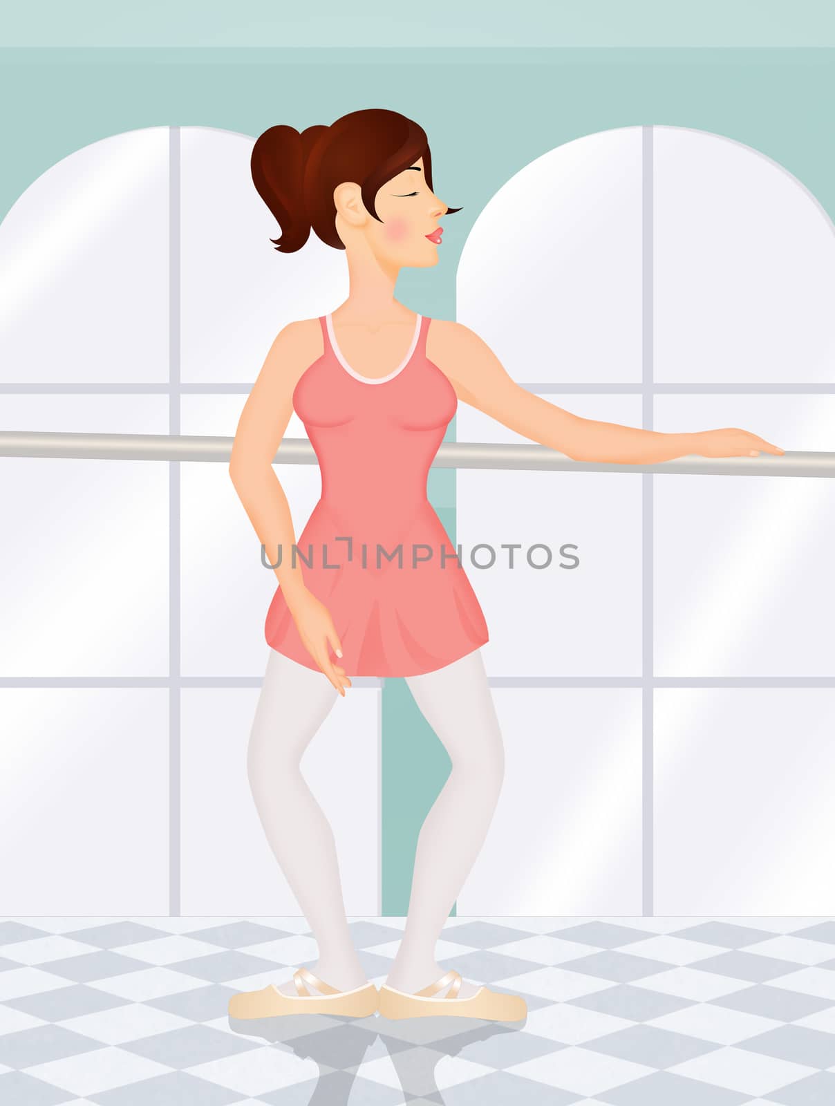 illustration of girl demi plie position