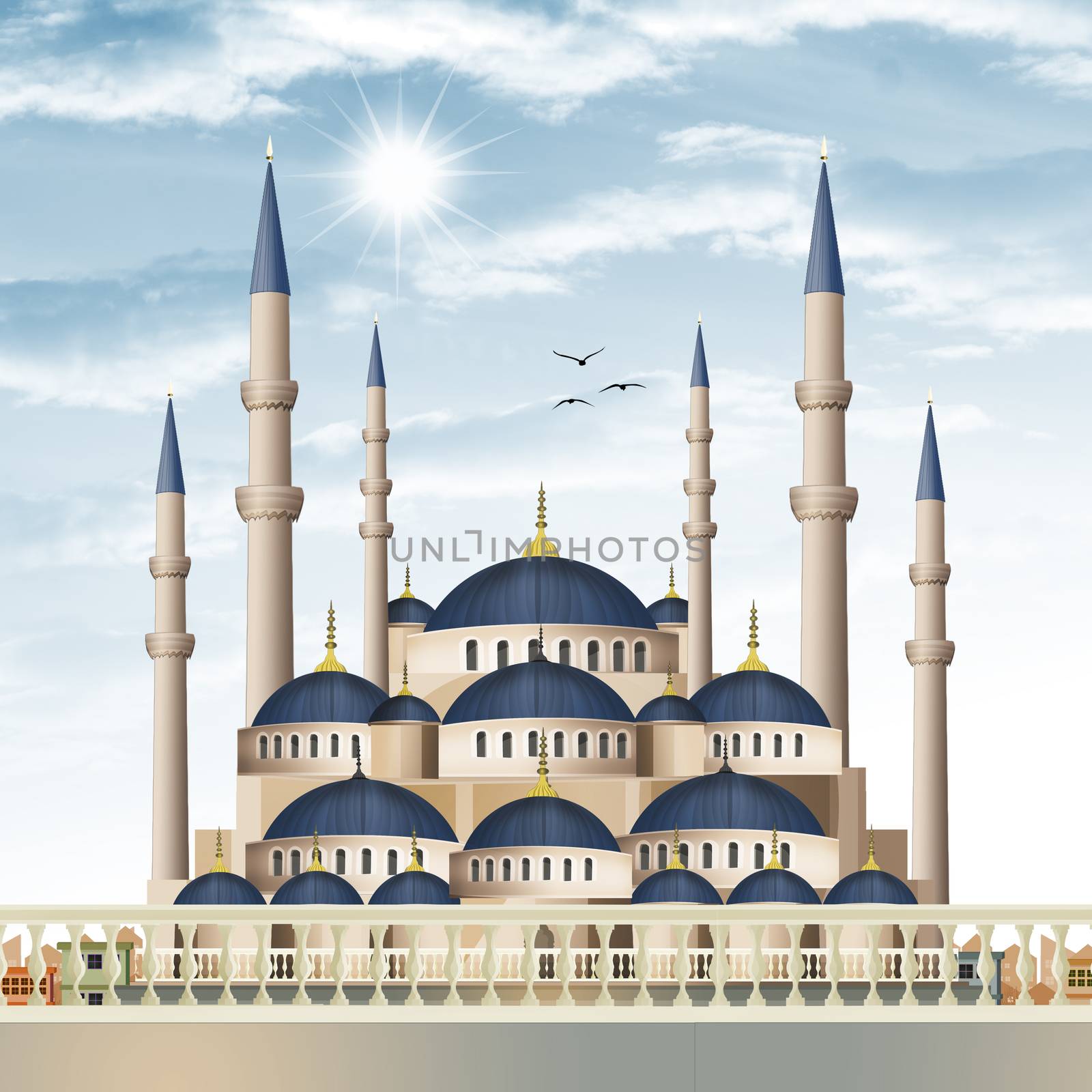 illustration of the blue mosque in Istanbul