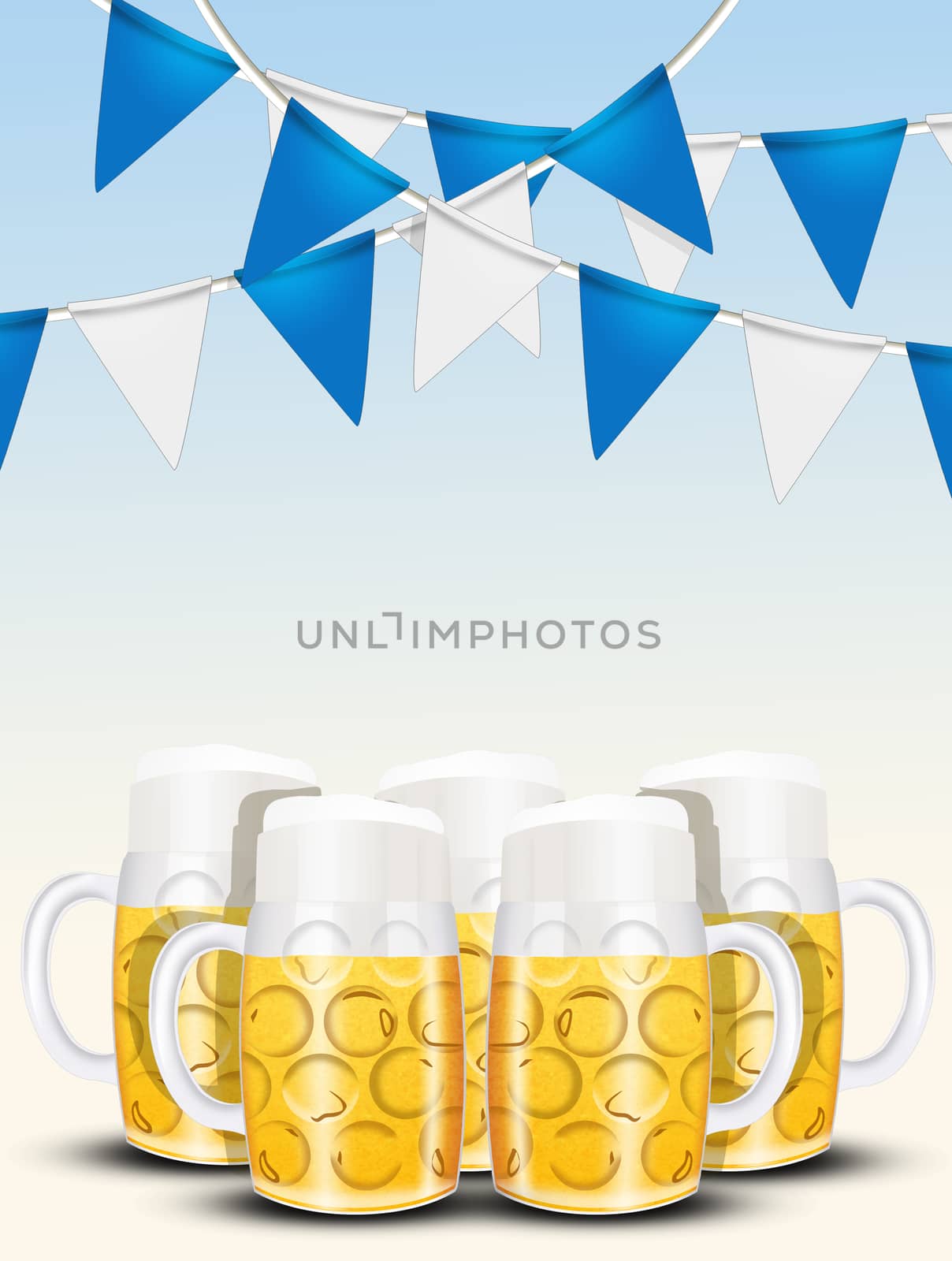 illustration of beer mugs for Oktoberfest
