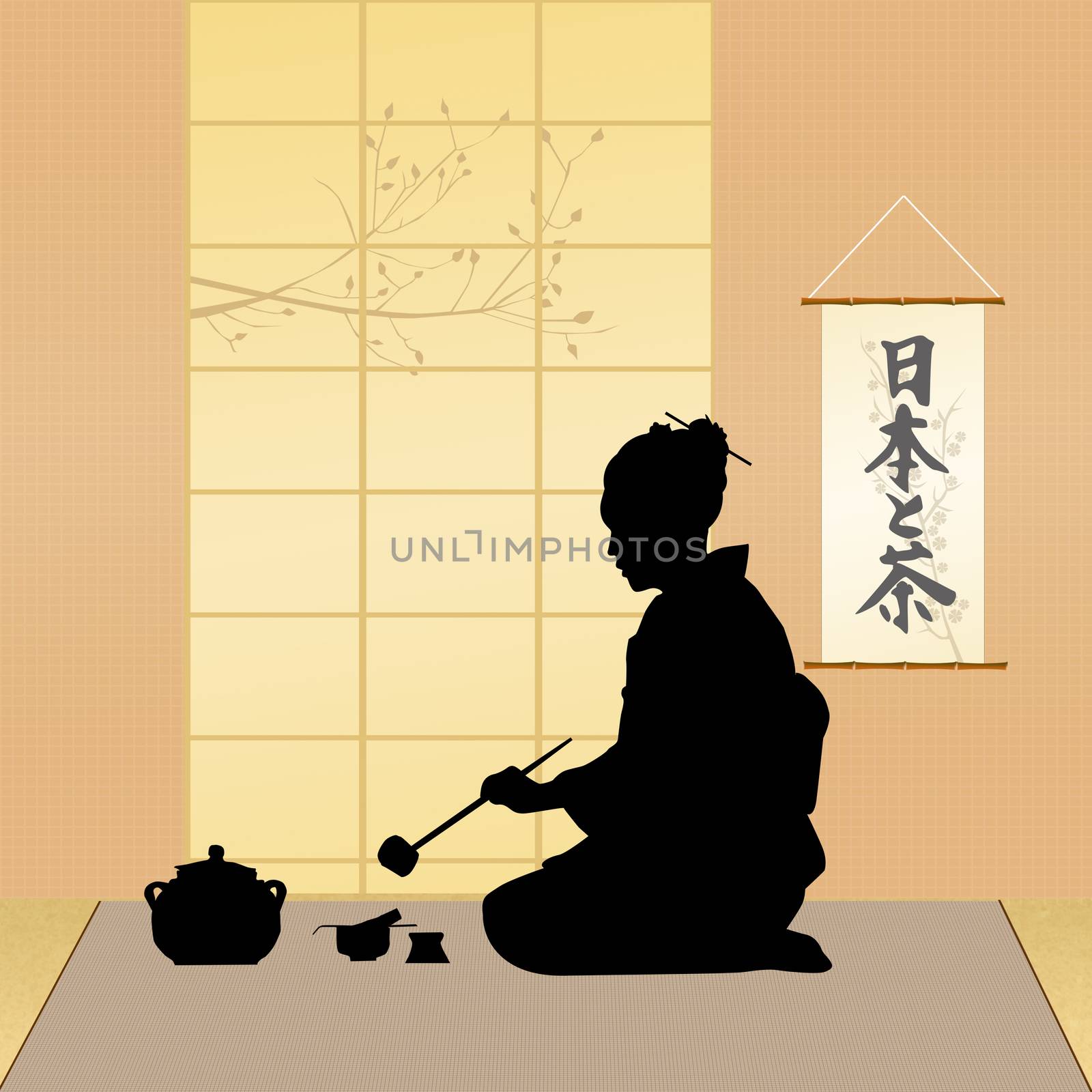 illustration of traditional tea ceremony