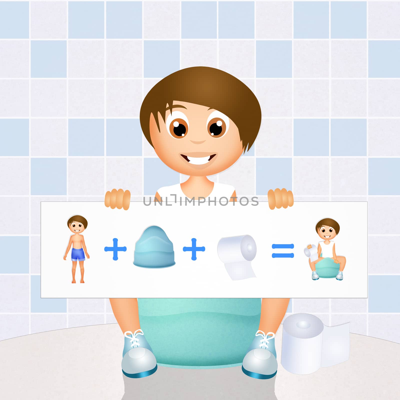 illustration of child learning to use the potty