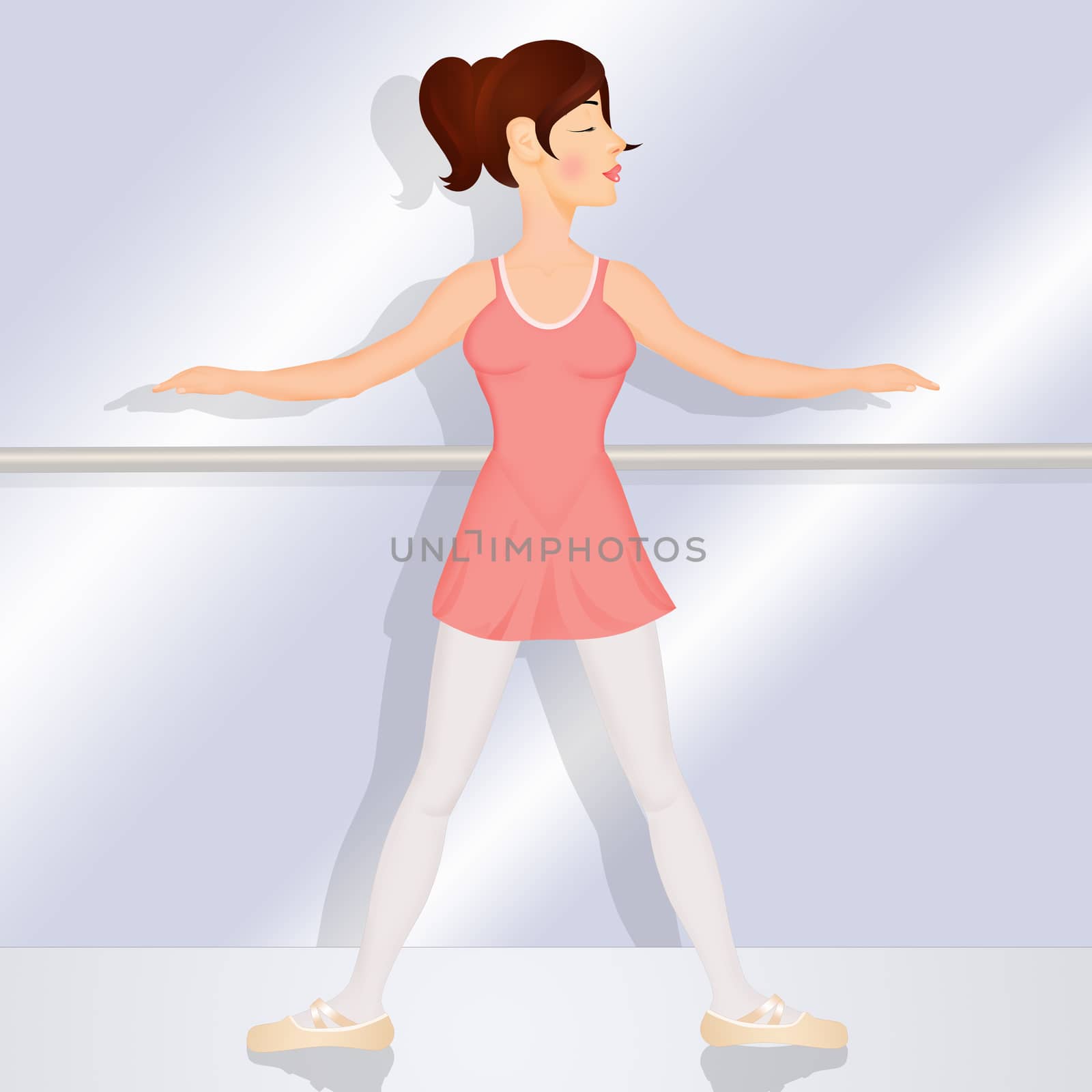 illustration of girl grand plie position