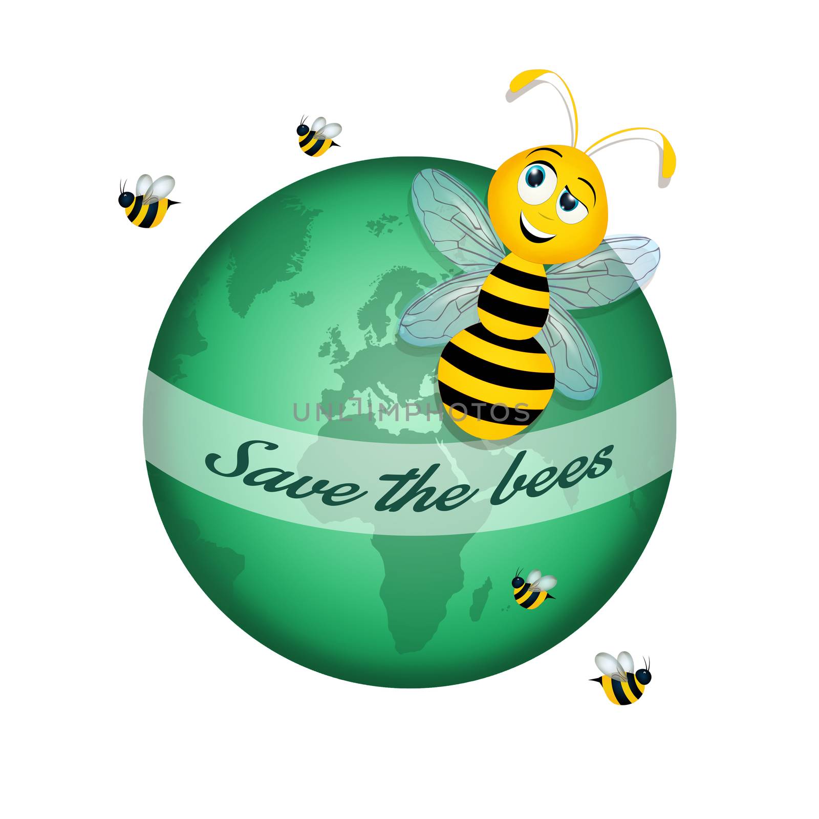 illustration of save the planet and the bees