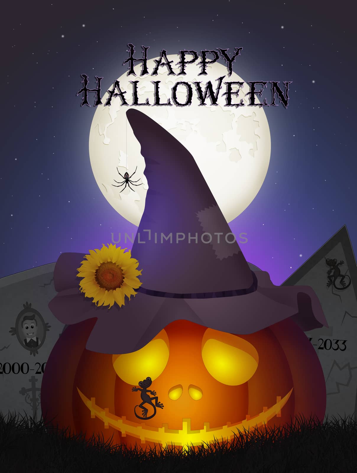 pumpkin in the Halloween night by adrenalina