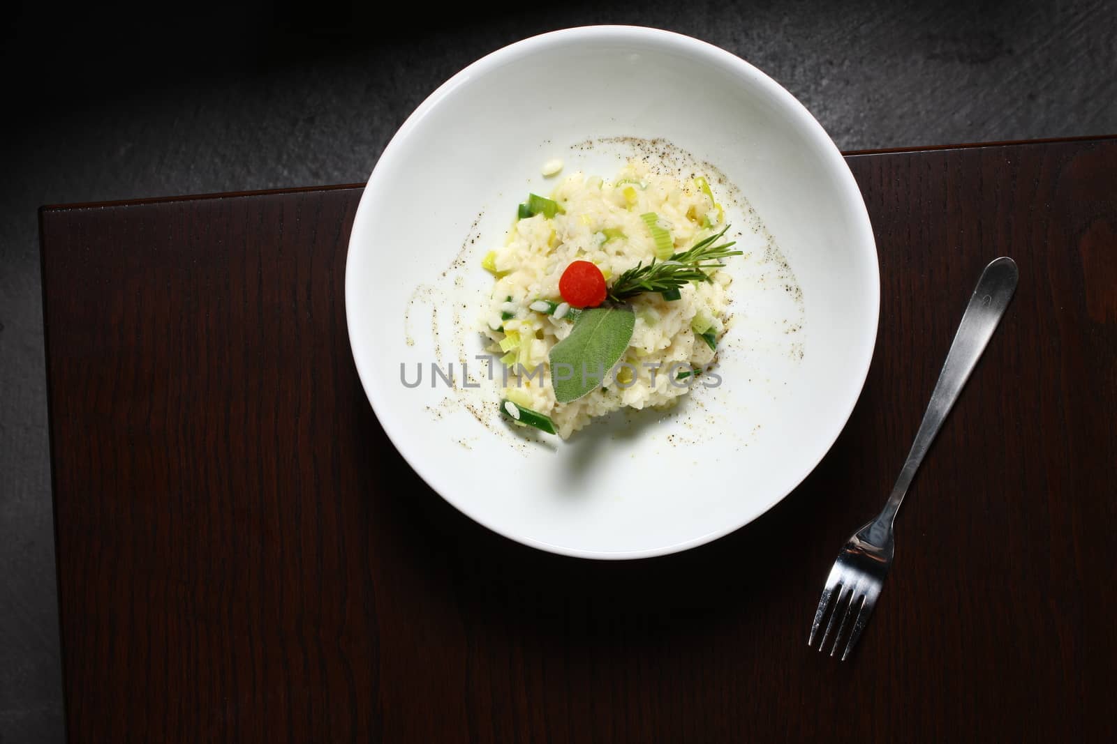 rice dish - asian food. close up a a plate with rice asia food, Asian rice food with plate and fork